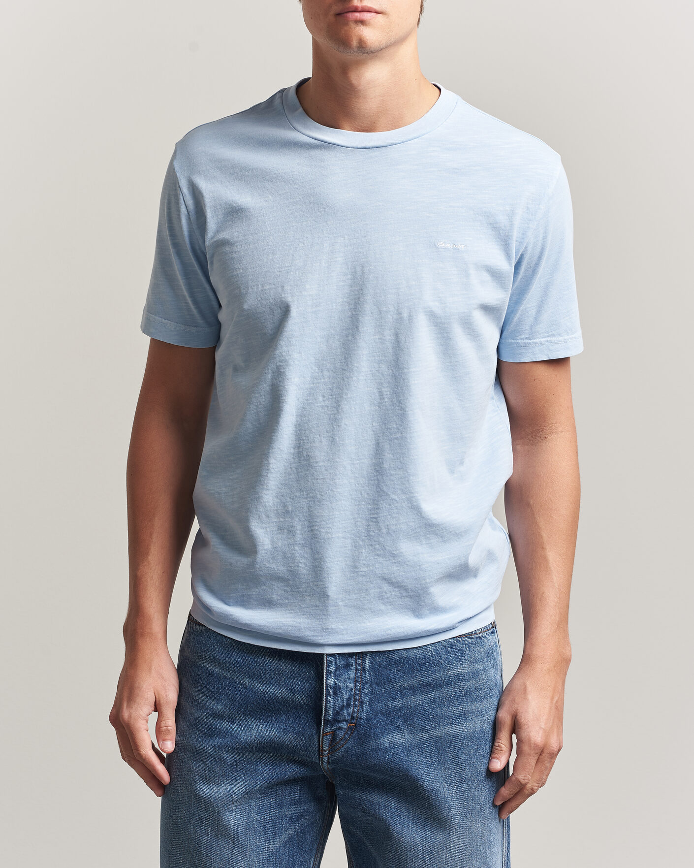 Herren | T-Shirts | Gant | Washed Slub T-Shirt Fresh Blue