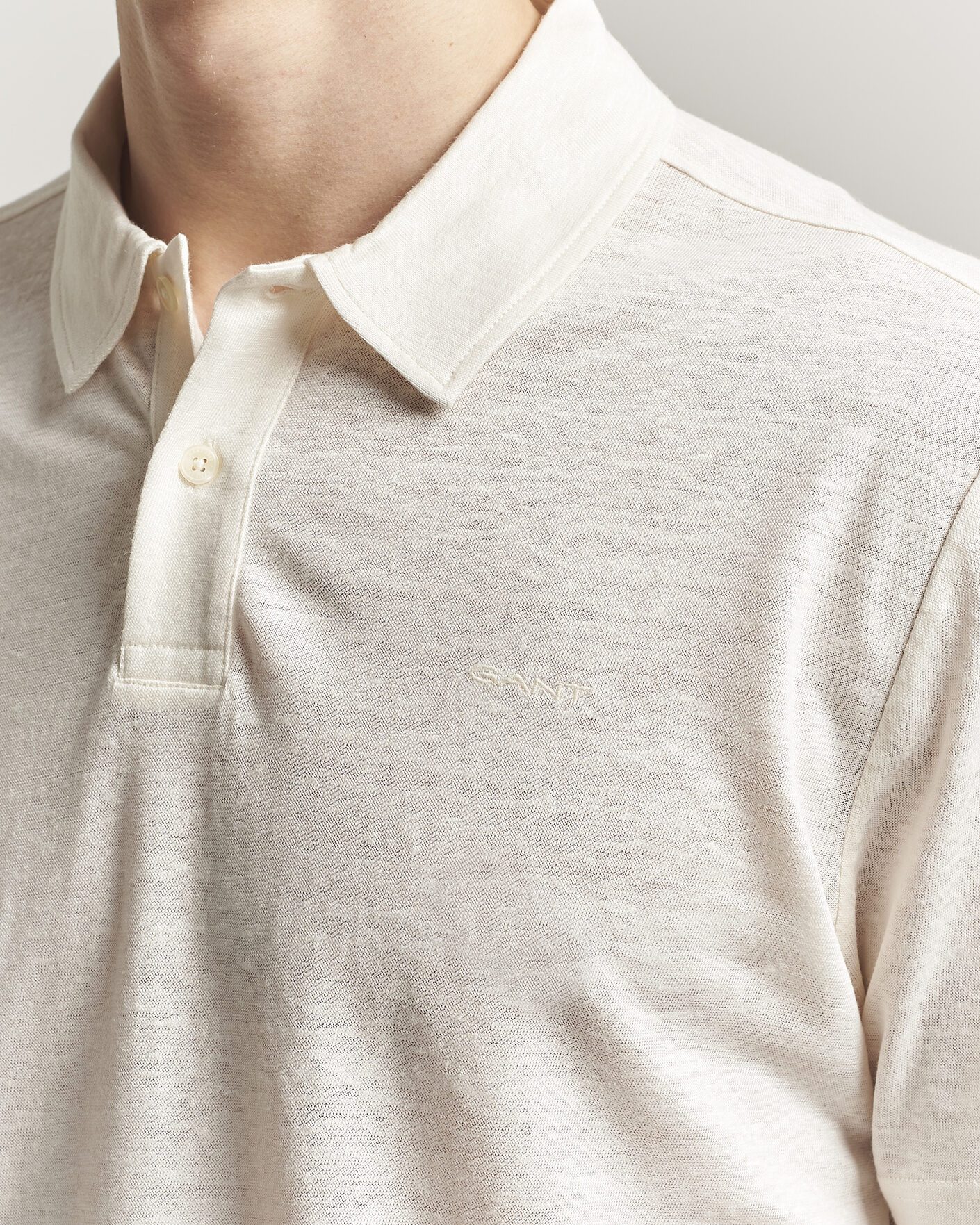 Herren | Poloshirts | GANT | Linen Polo Creamed White