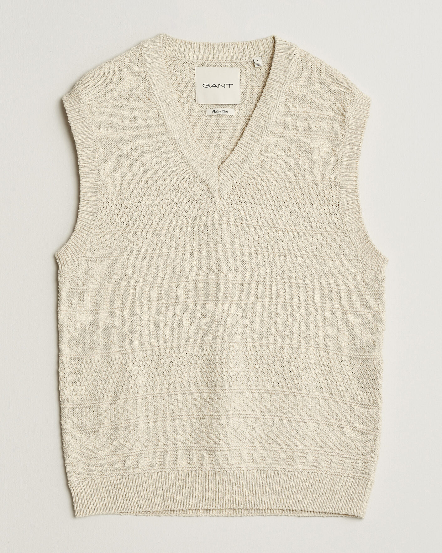 Herren | Pullover | Gant | Cotton/Linen Textured Vest Creamed White