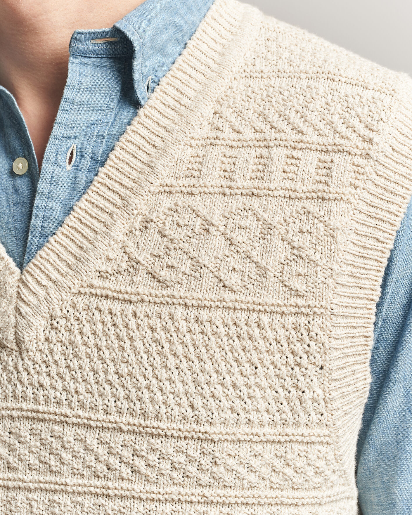 Herren | Pullover | Gant | Cotton/Linen Textured Vest Creamed White
