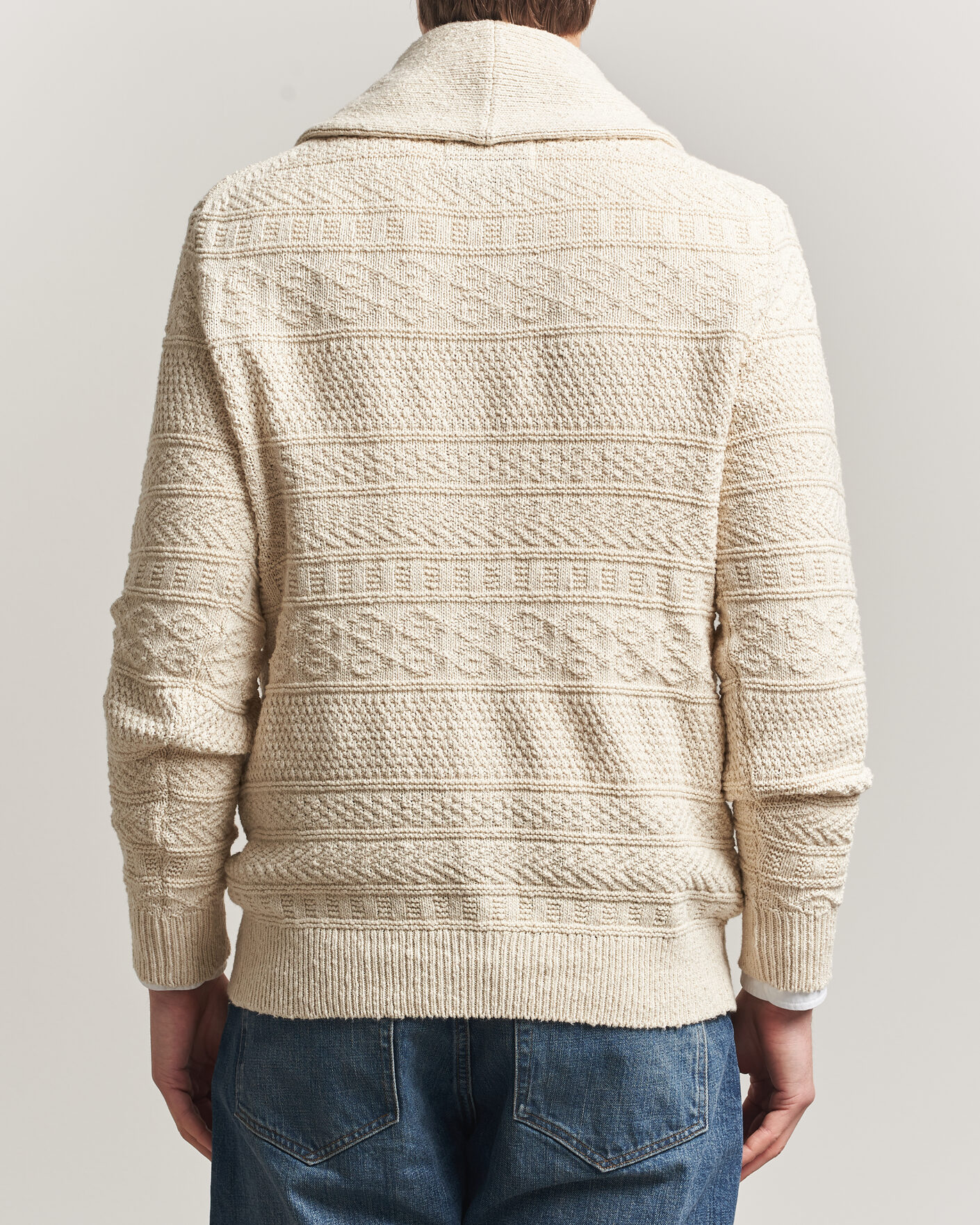 Herren | Pullover | GANT | Cotton/Linen Textured Cardigan Creamed White