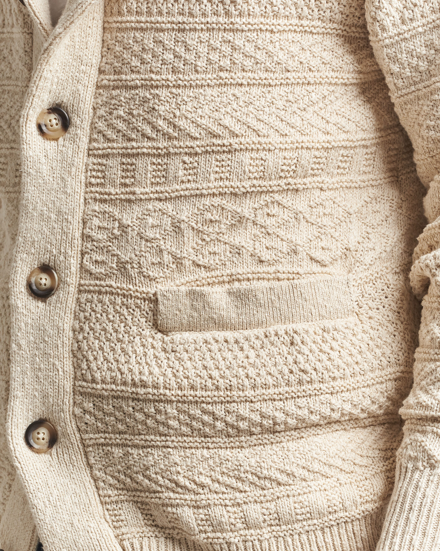 Herren | Pullover | Gant | Cotton/Linen Textured Cardigan Creamed White