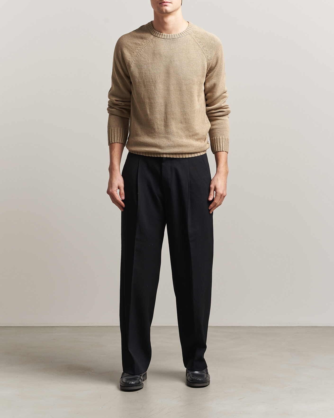 Herren | Pullover | GANT | Linen/Cotton Crew Neck Sweater Dark Khaki