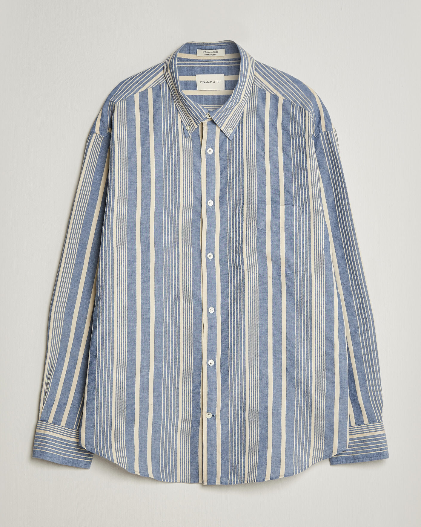 Herren | Hemden | Gant | Relaxed Fit Seersucker Striped Shirt Vintage Blue