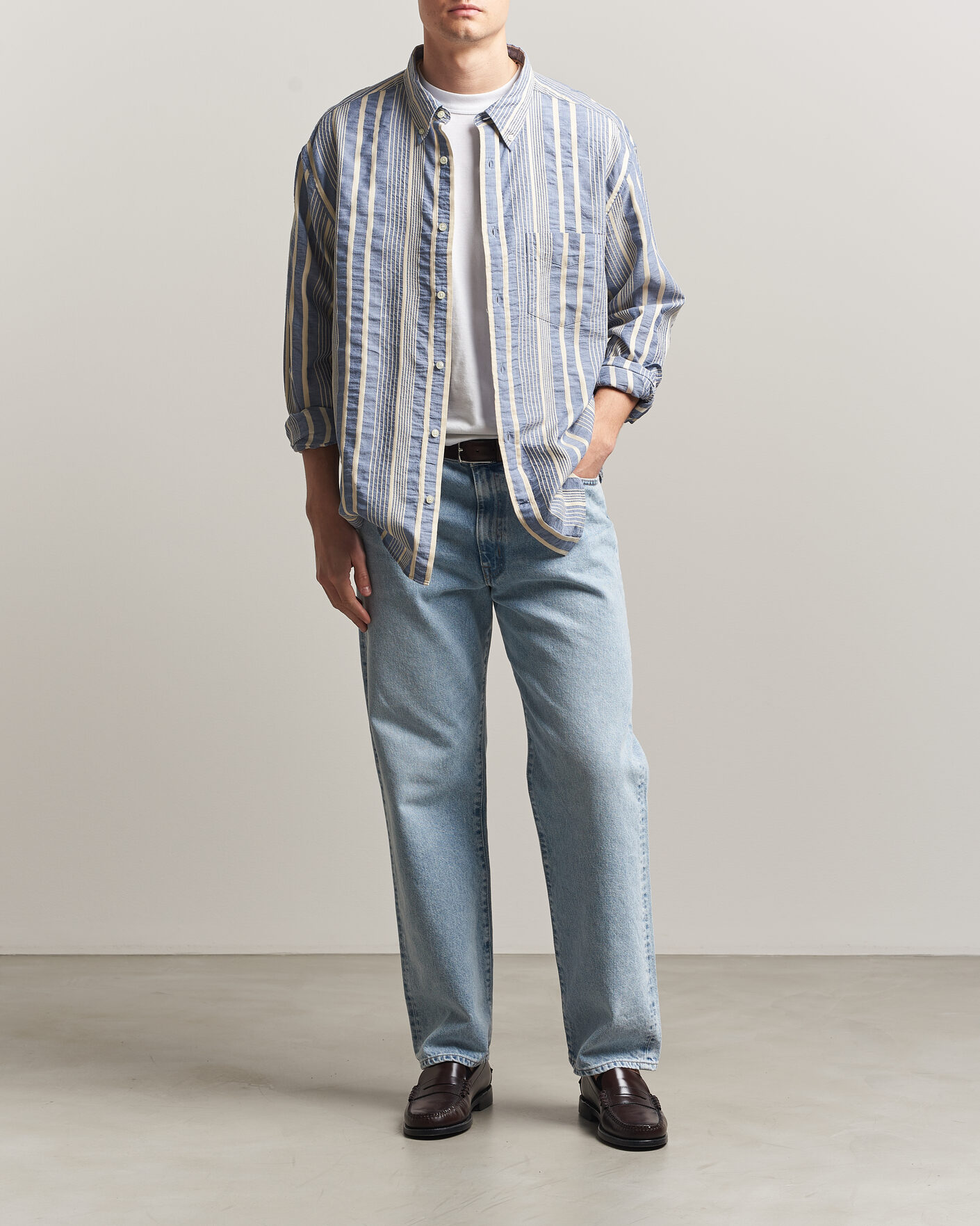 Herren | Hemden | Gant | Relaxed Fit Seersucker Striped Shirt Vintage Blue