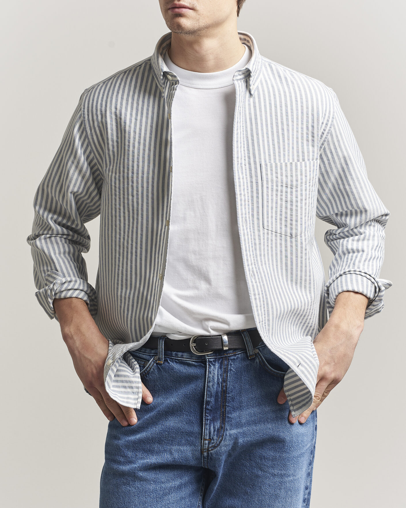 Herren | Hemden | Gant | Regular Fit Textured Striped Shirt Vintage Blue