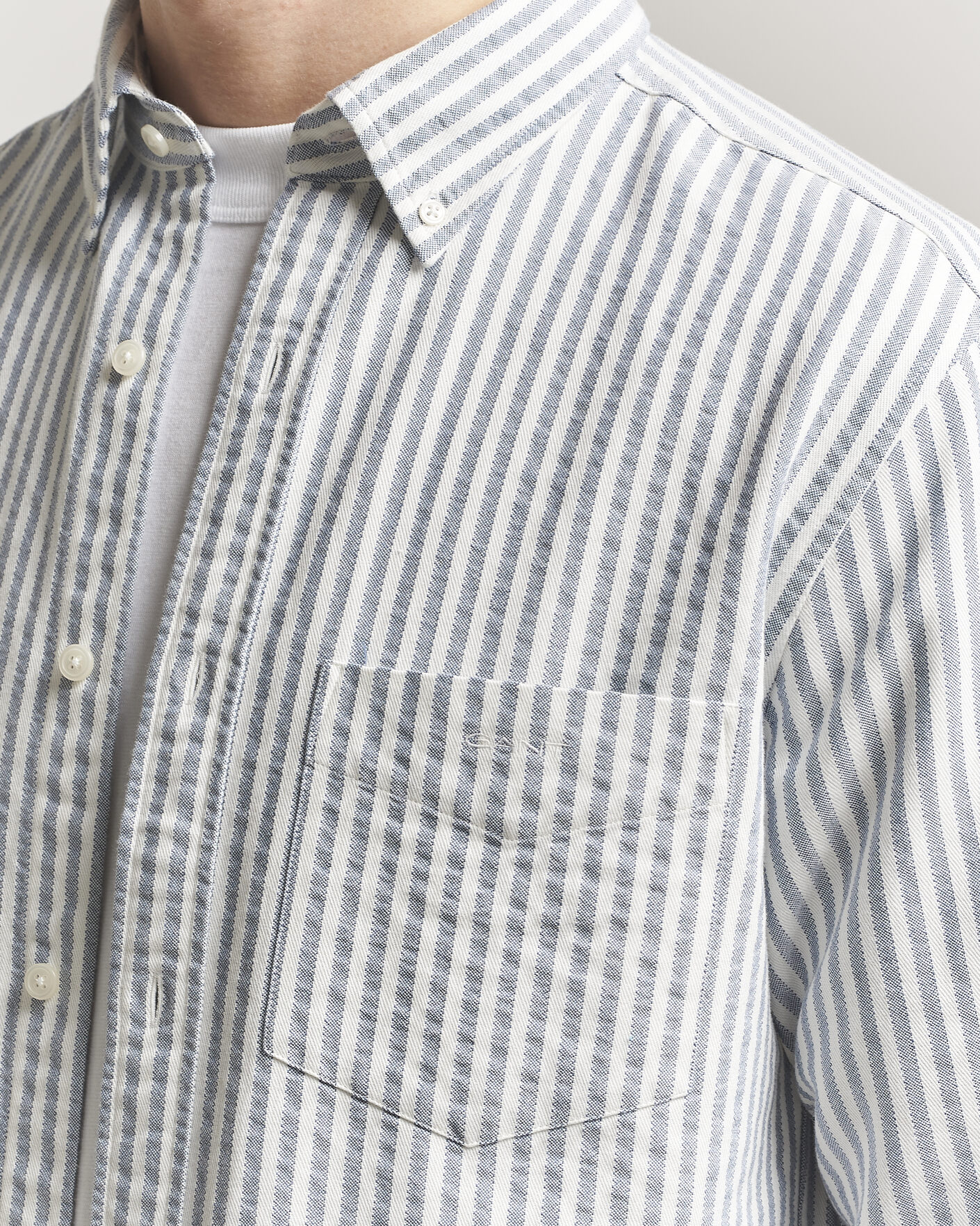 Herren | Hemden | Gant | Regular Fit Textured Striped Shirt Vintage Blue