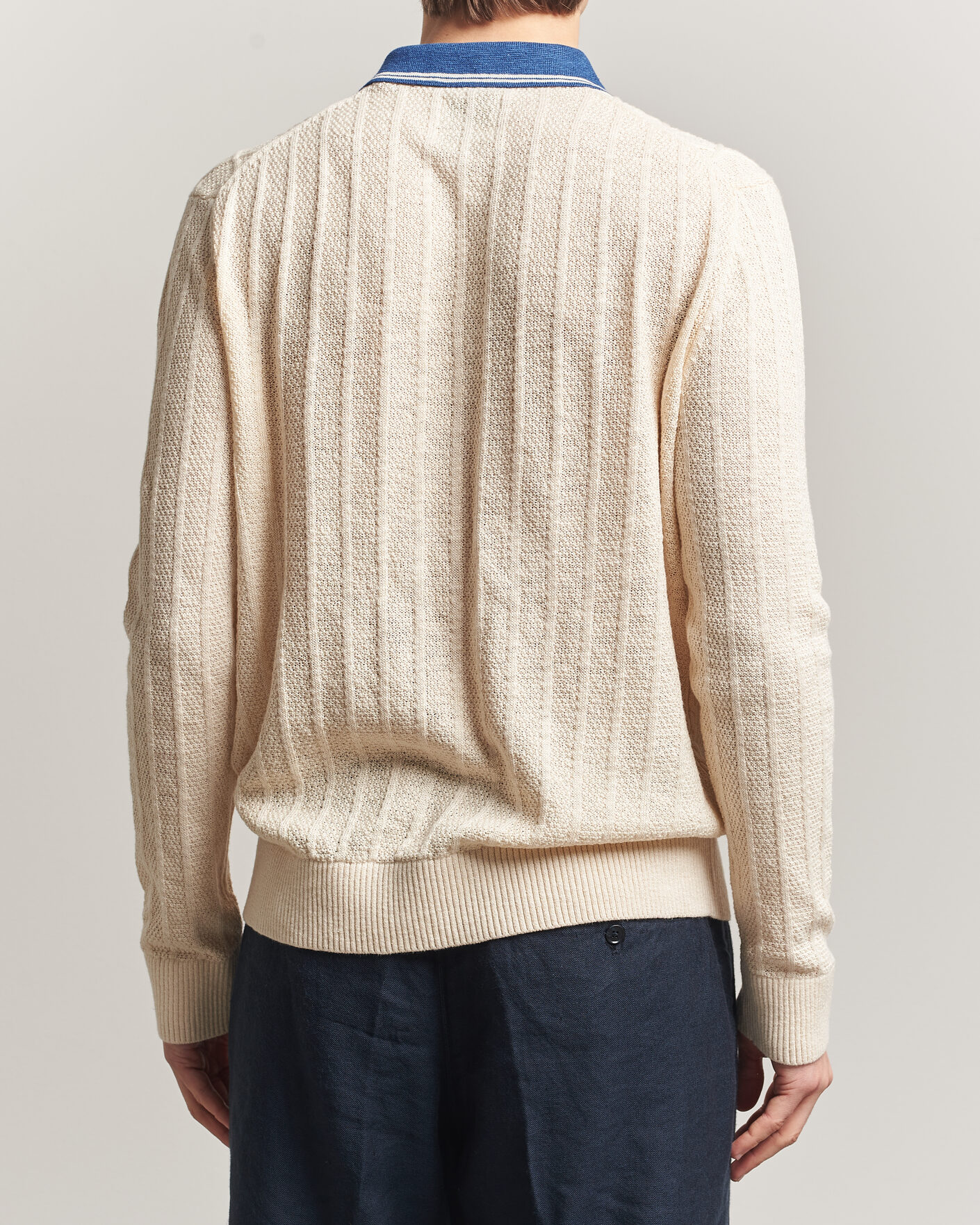 Herren | Pullover | Gant | Linen/Cotton Knitted Polo Creamed White