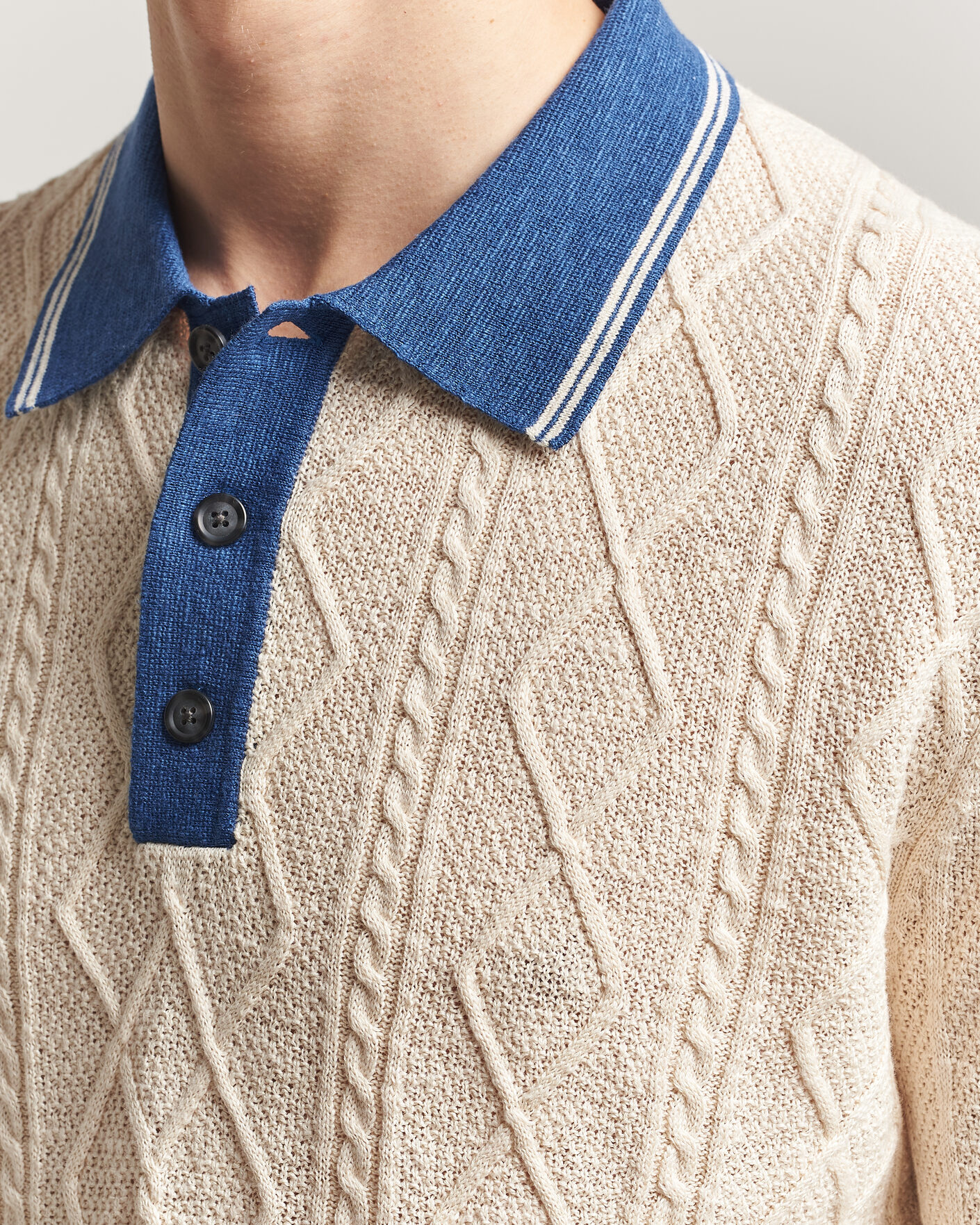 Herren | Pullover | Gant | Linen/Cotton Knitted Polo Creamed White