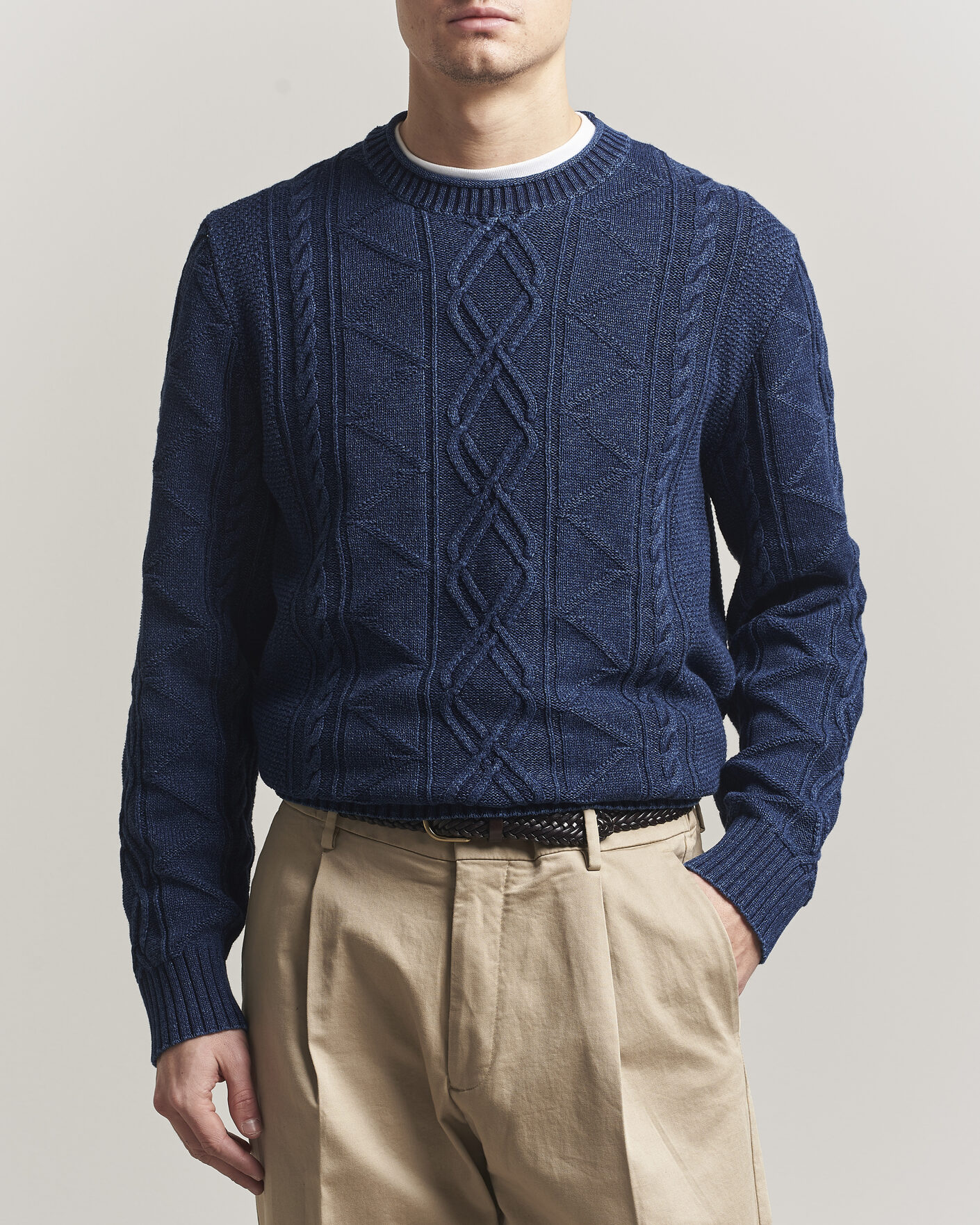Herren | Pullover | Gant | Indigo Aran Knitted Sweater Rich Navy