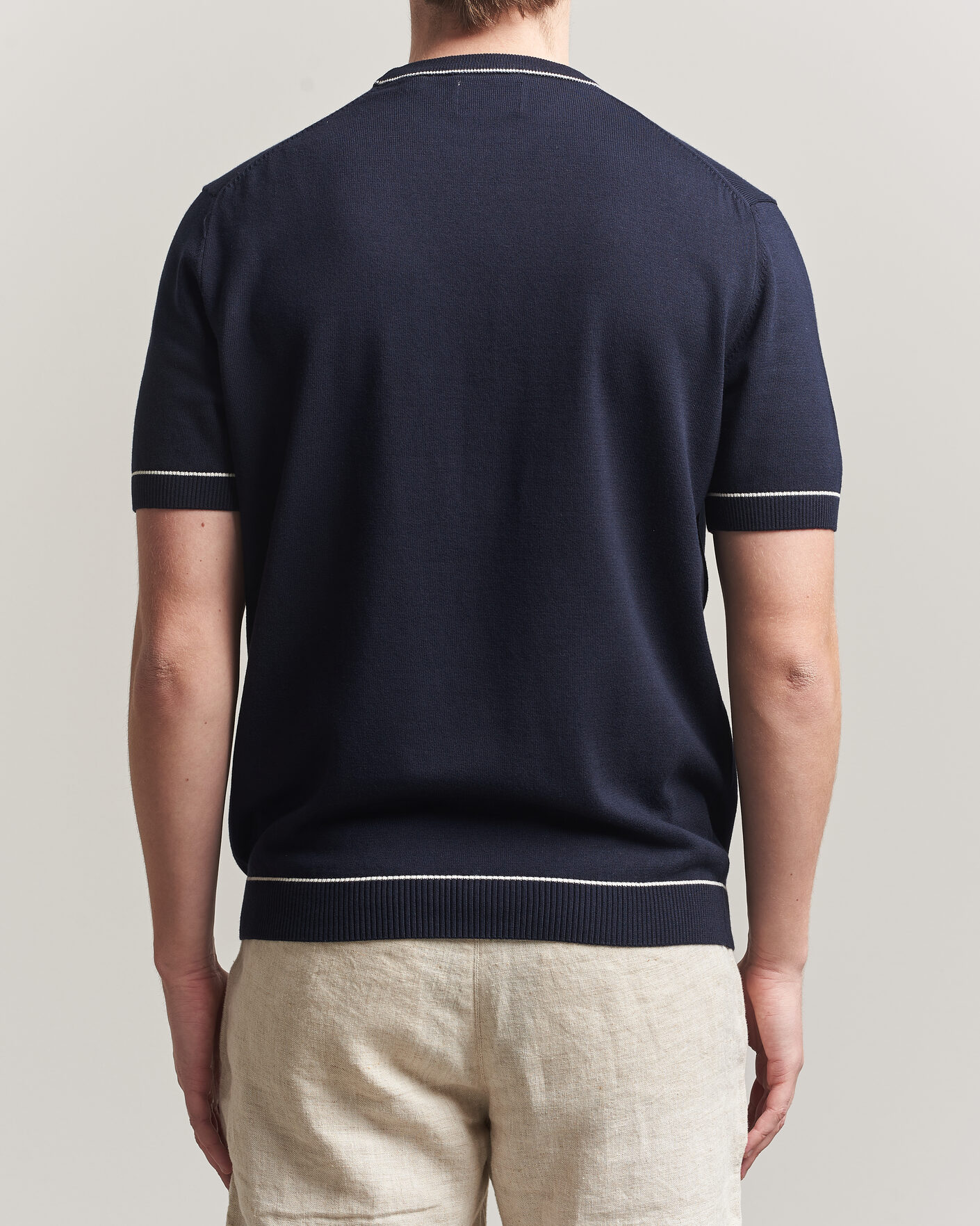 Herren | T-Shirts | GANT | Cotton/Model Knitted T-Shirt Evening Blue