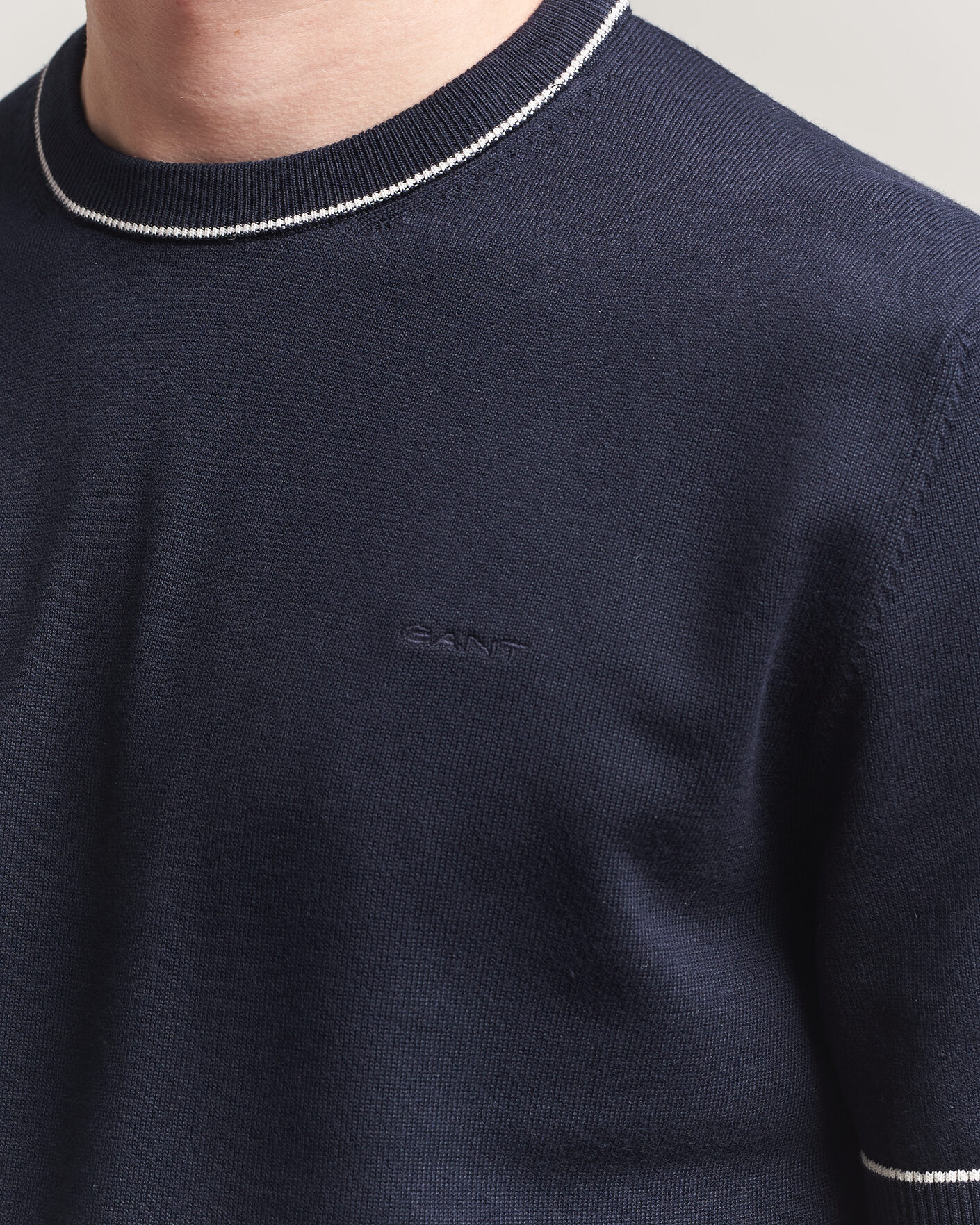 Herren | T-Shirts | GANT | Cotton/Model Knitted T-Shirt Evening Blue