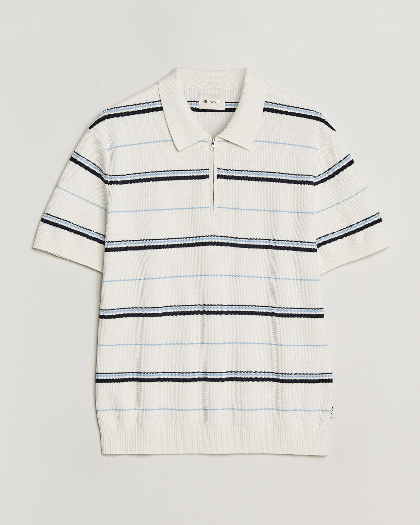 Herren | Poloshirts | GANT | Striped Knitted Polo Eggshell