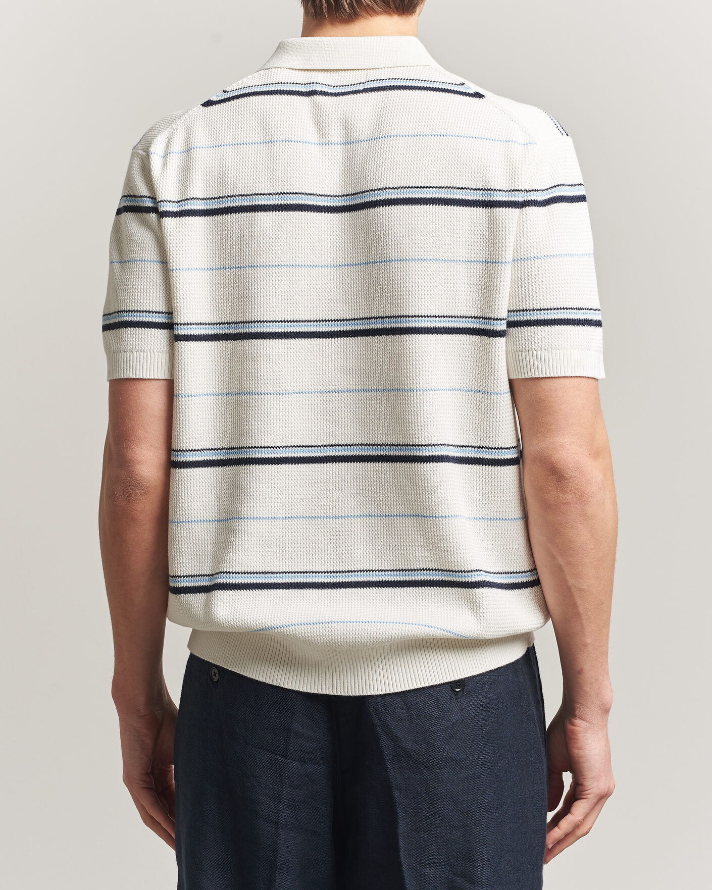 Herren | Poloshirts | GANT | Striped Knitted Polo Eggshell