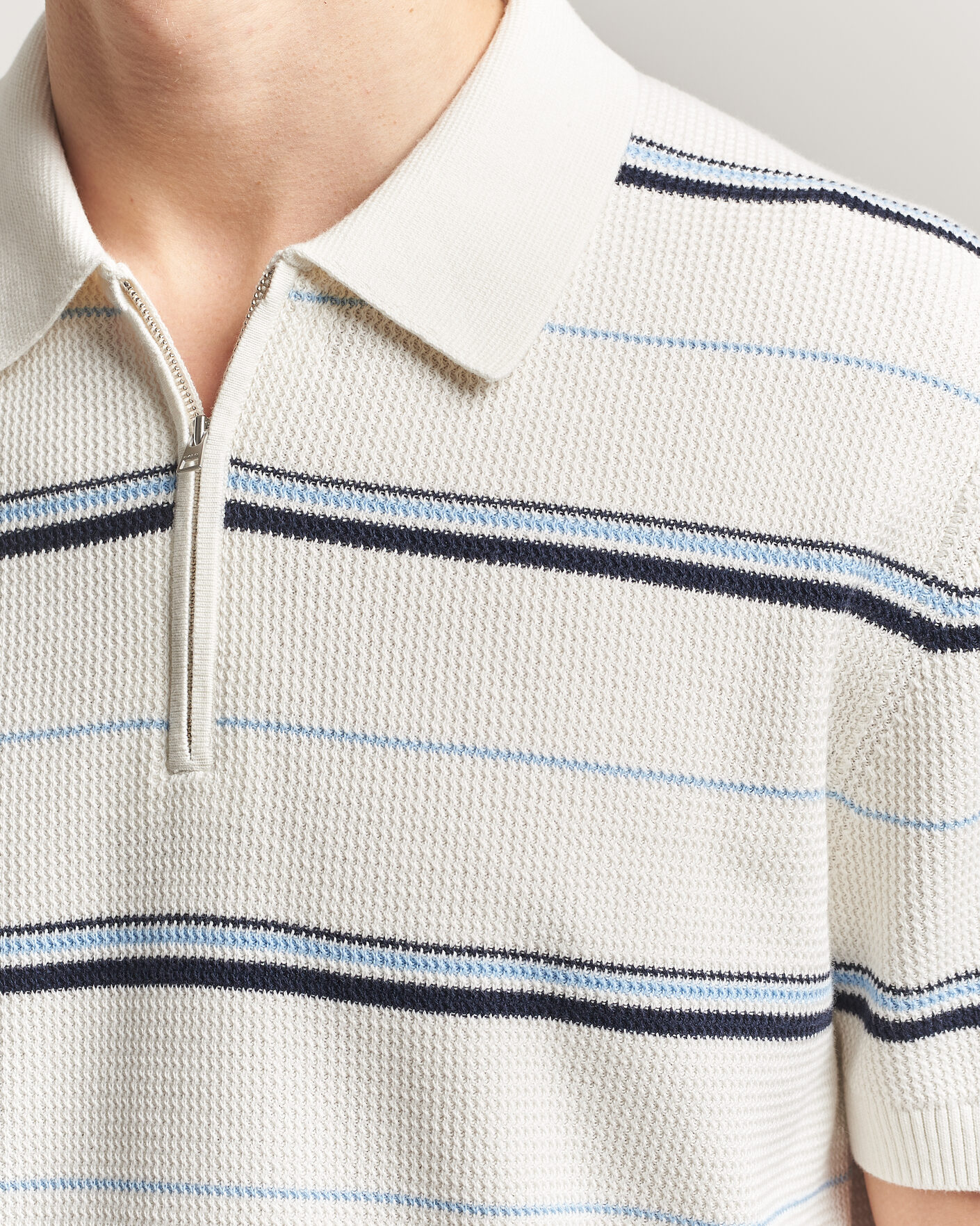 Herren | Poloshirts | GANT | Striped Knitted Polo Eggshell