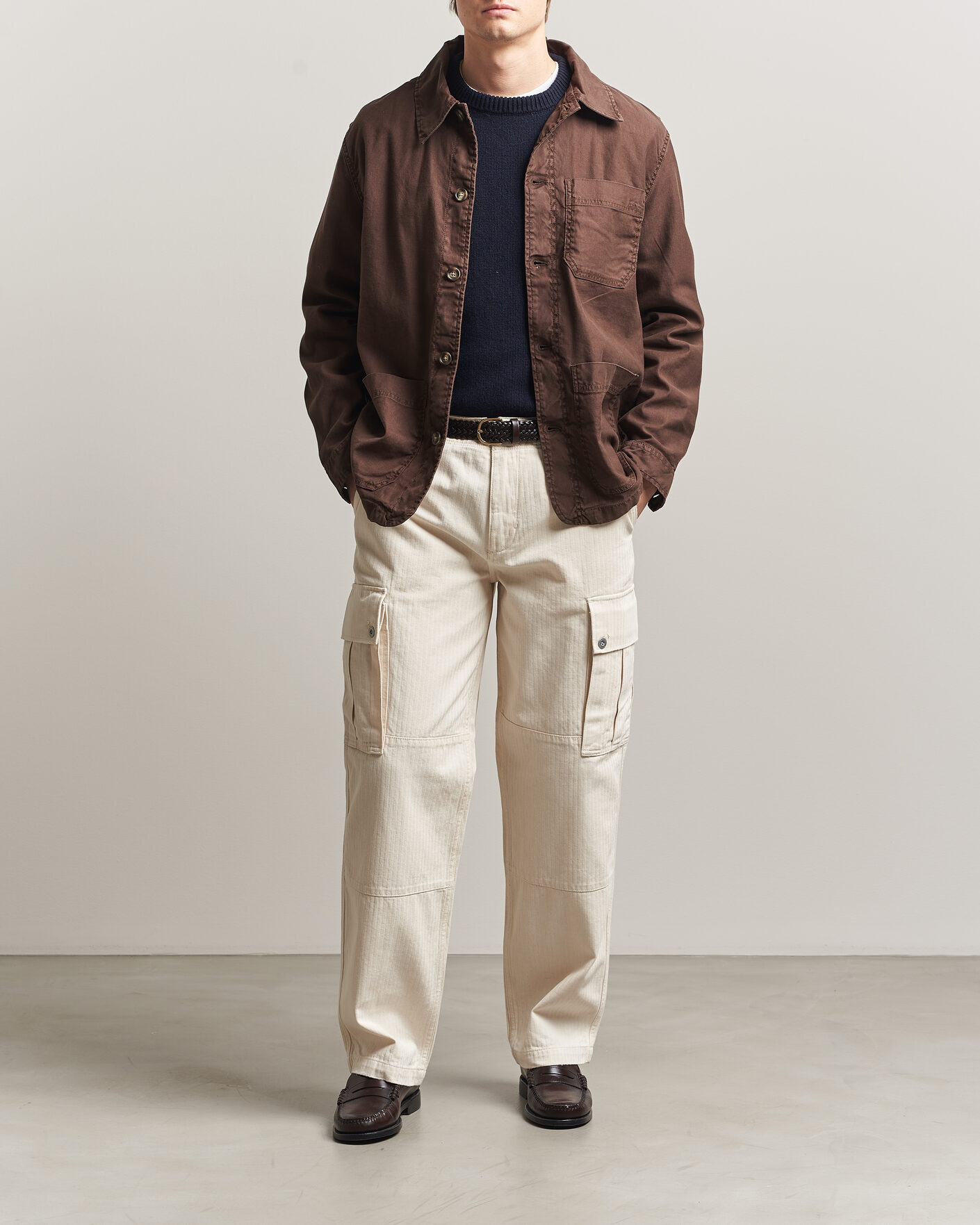 Herren | Hosen | Gant | Relaxed Fit Herringbone Cargo Pants Creamed White