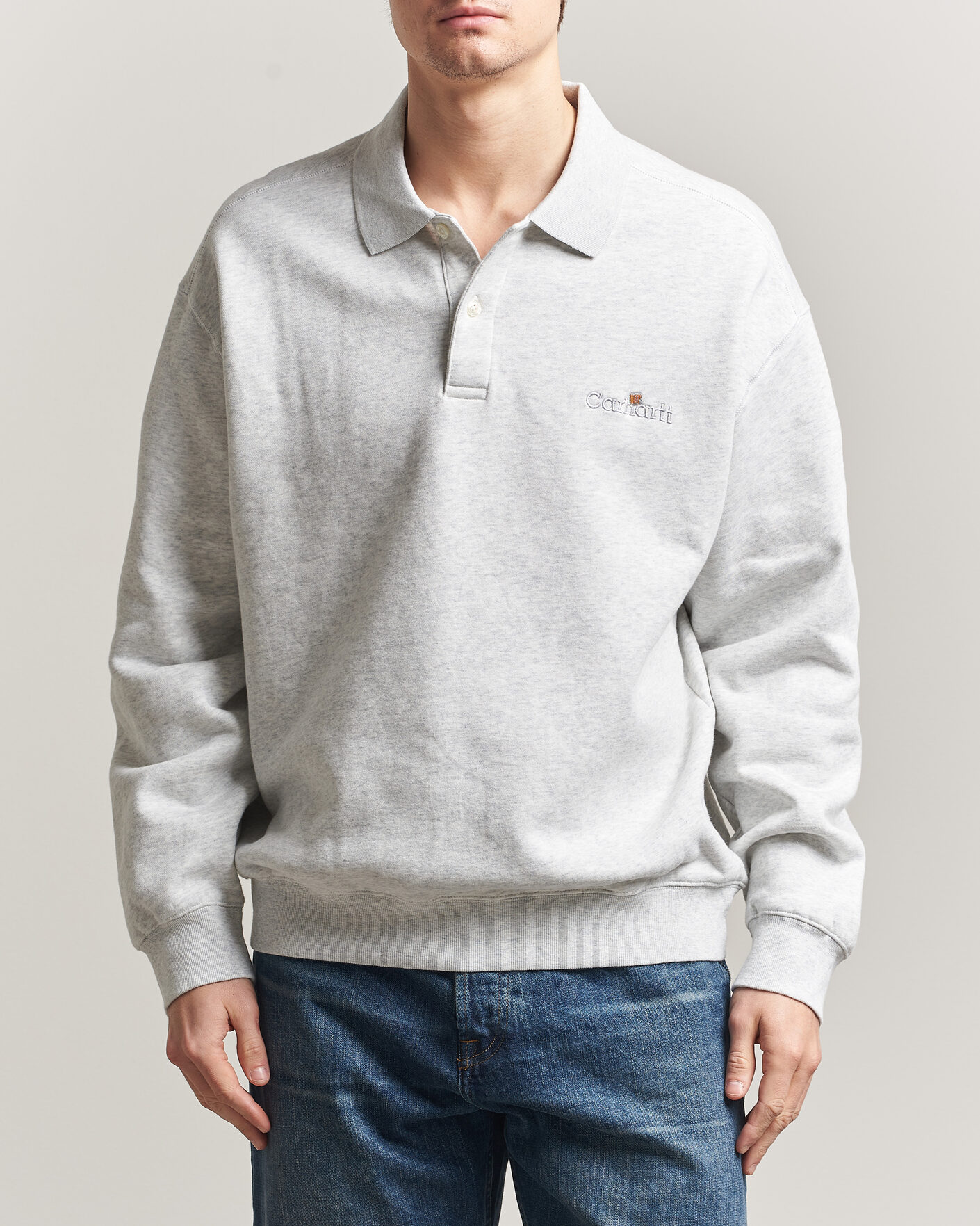 Herren | Pullover | Carhartt WIP | WIP Label Polo Sweatshirt Ash Heather
