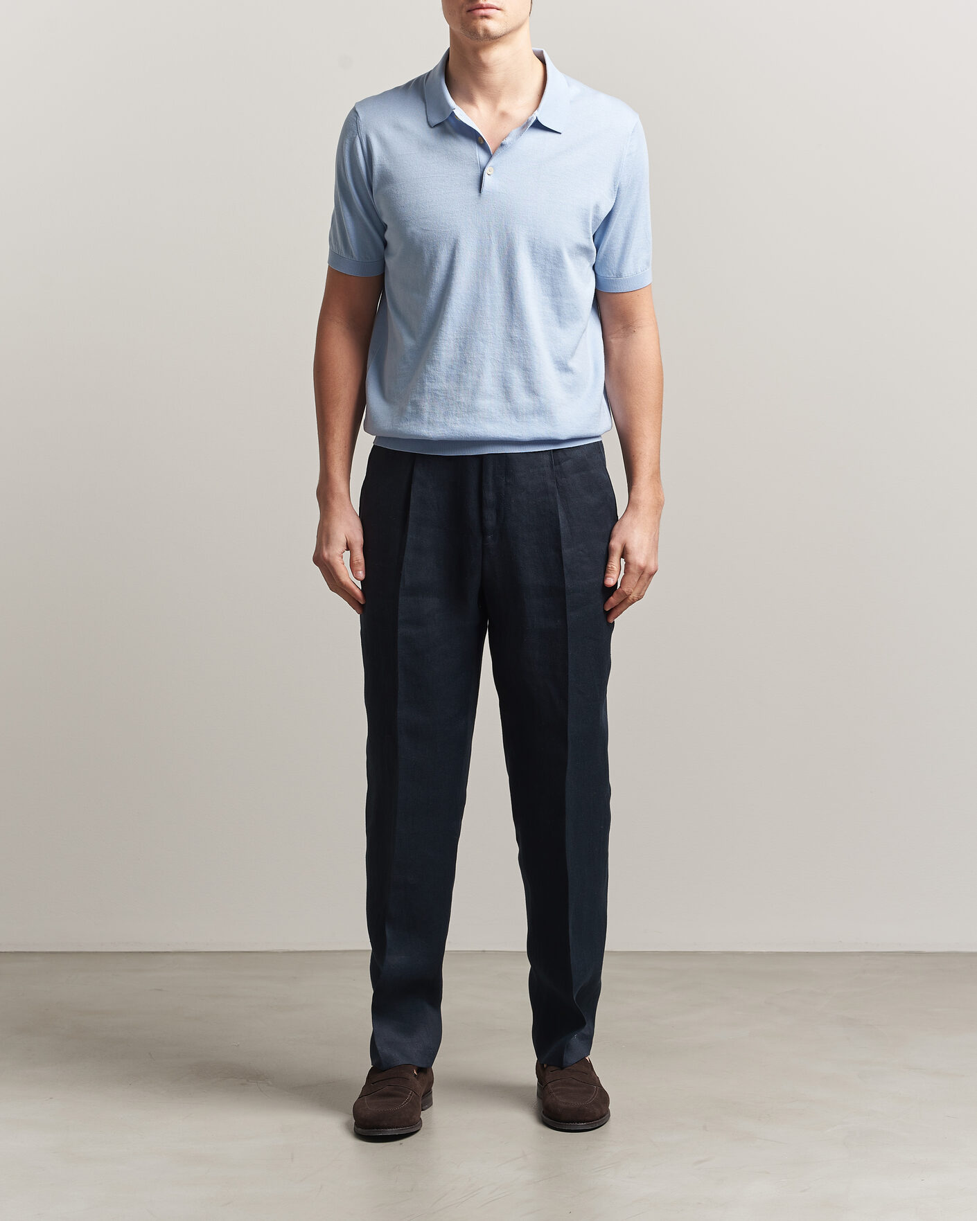 Herren | Poloshirts | Piacenza Cashmere | Short Sleeve Knitted Polo Light Blue