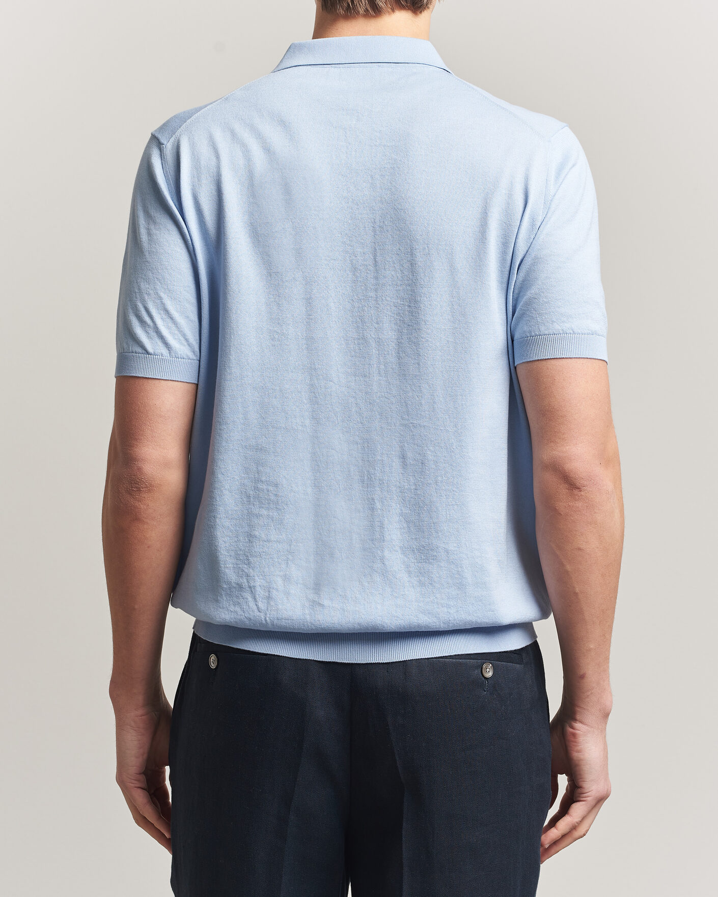 Herren | Poloshirts | Piacenza Cashmere | Short Sleeve Knitted Polo Light Blue