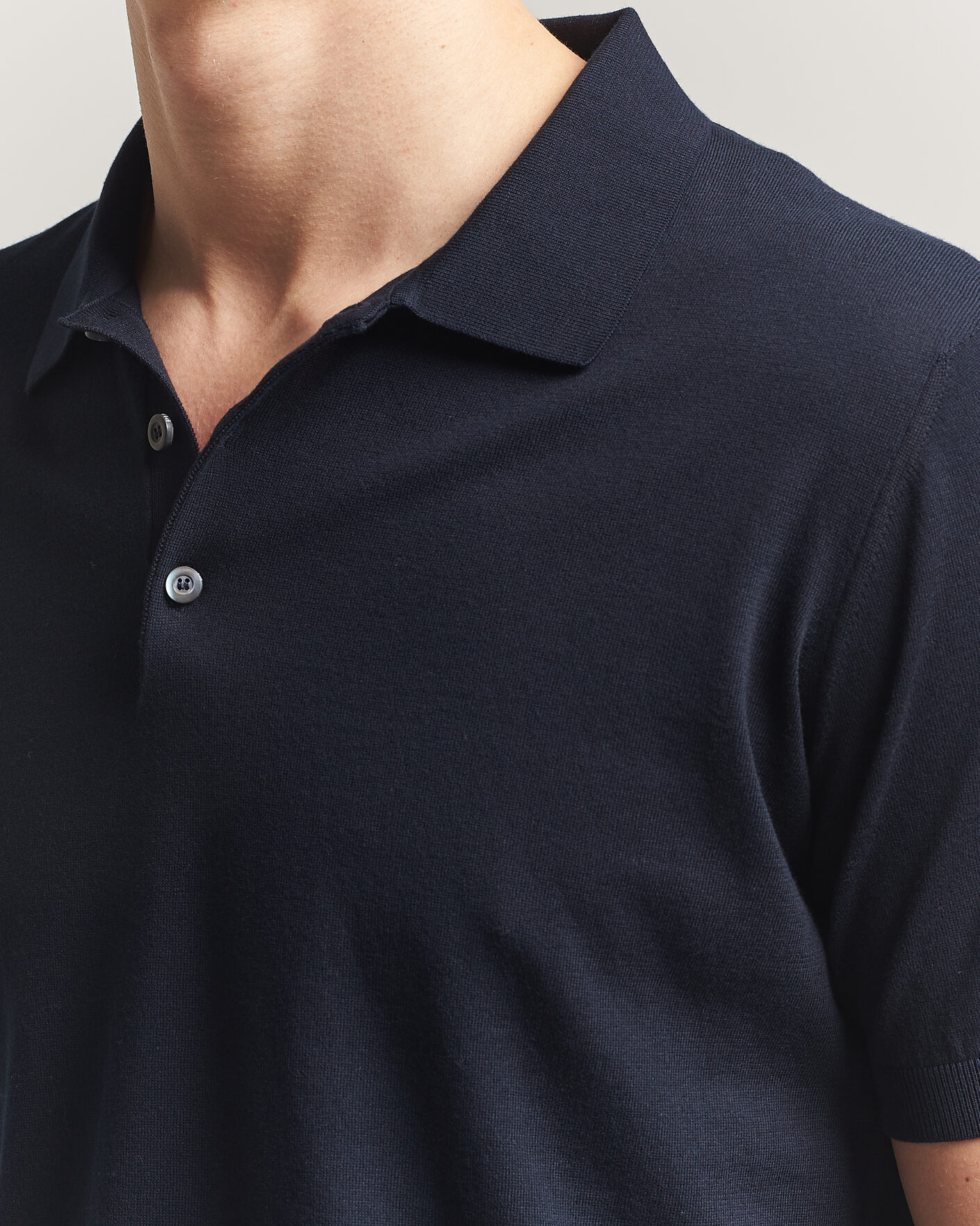 Herren | Poloshirts | Piacenza Cashmere | Short Sleeve Knitted Polo Navy