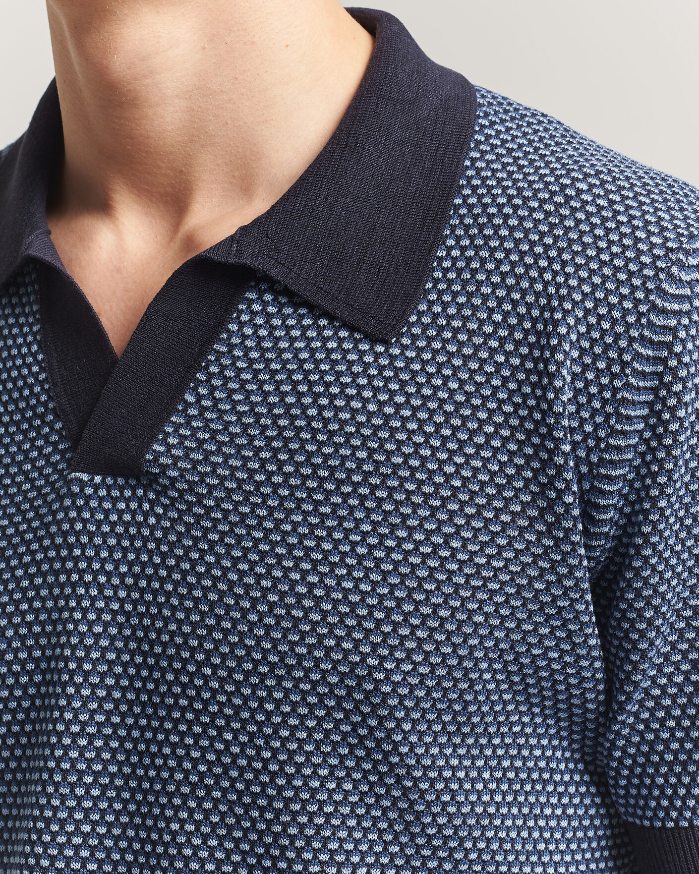 Herren | Poloshirts | Piacenza Cashmere | Silk/Linen Honeycomb Knitted Polo Navy