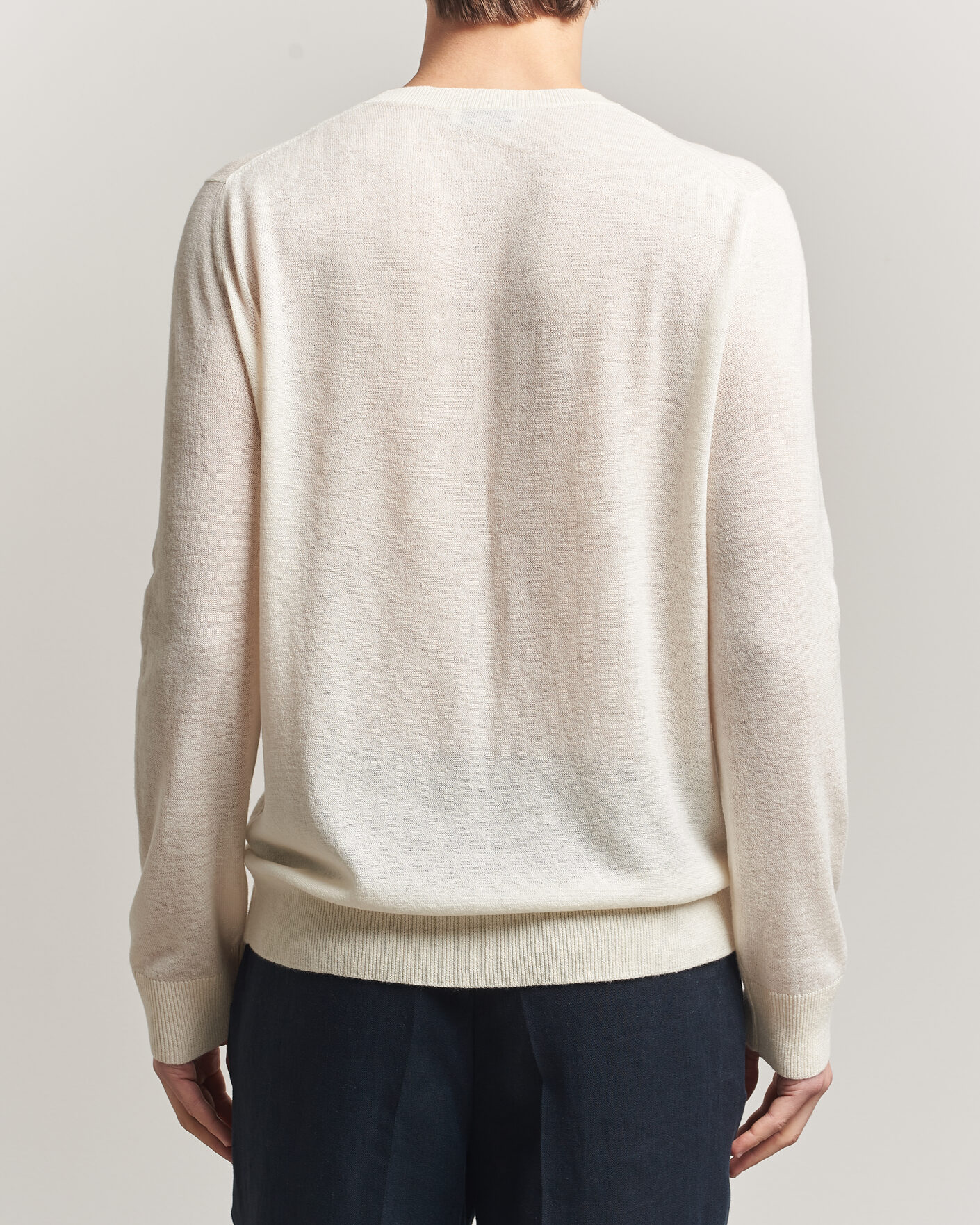 Herren | Pullover | Piacenza Cashmere | Soft Silk/Cashmere Crew Neck Off White