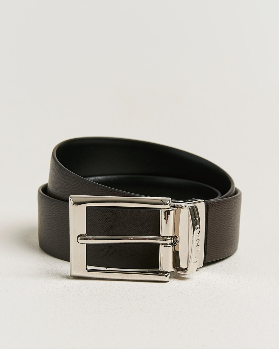 Herren | Gürtel | Canali | Reversible Saffiano Belt Black/Brown