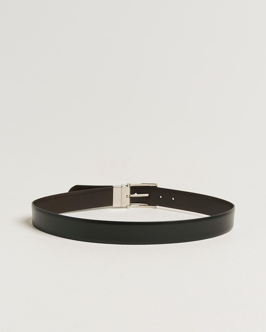 Herren | Gürtel | Canali | Reversible Saffiano Belt Black/Brown