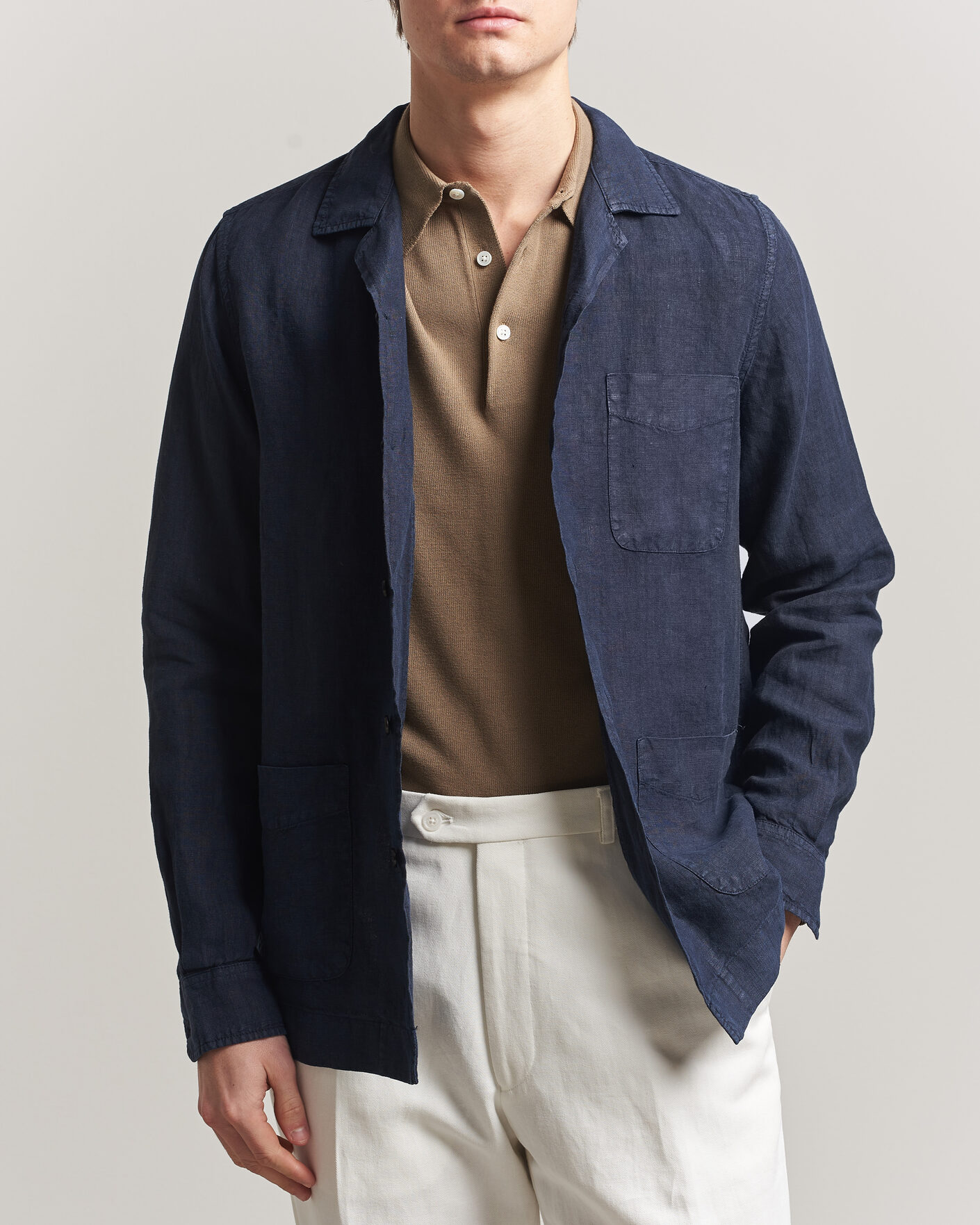 Herren | Jacken | Boglioli | Linen Painter Jacket Navy