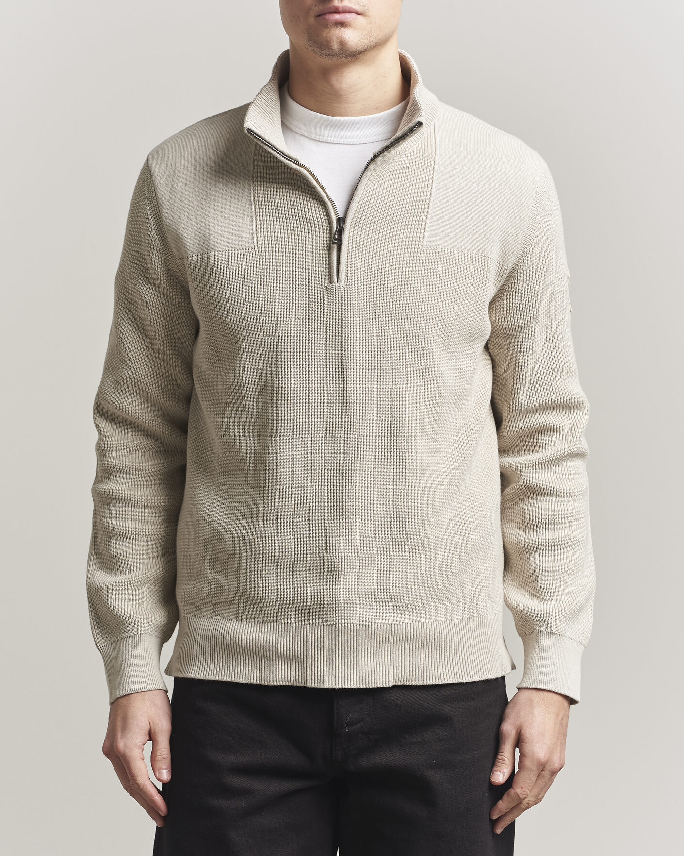 Herren | Pullover | Belstaff | Commander Half Zip Silver Birch