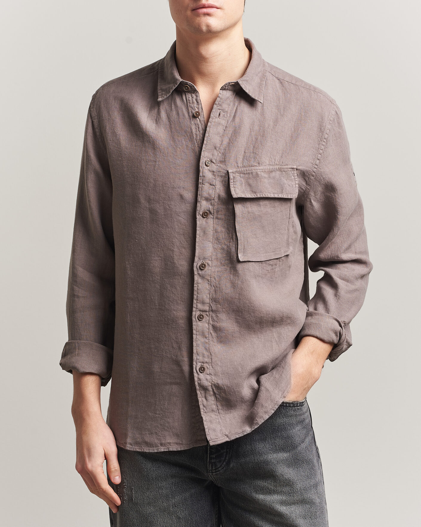 Herren | Hemden | Belstaff | Scale Linen Shirt Asphalt
