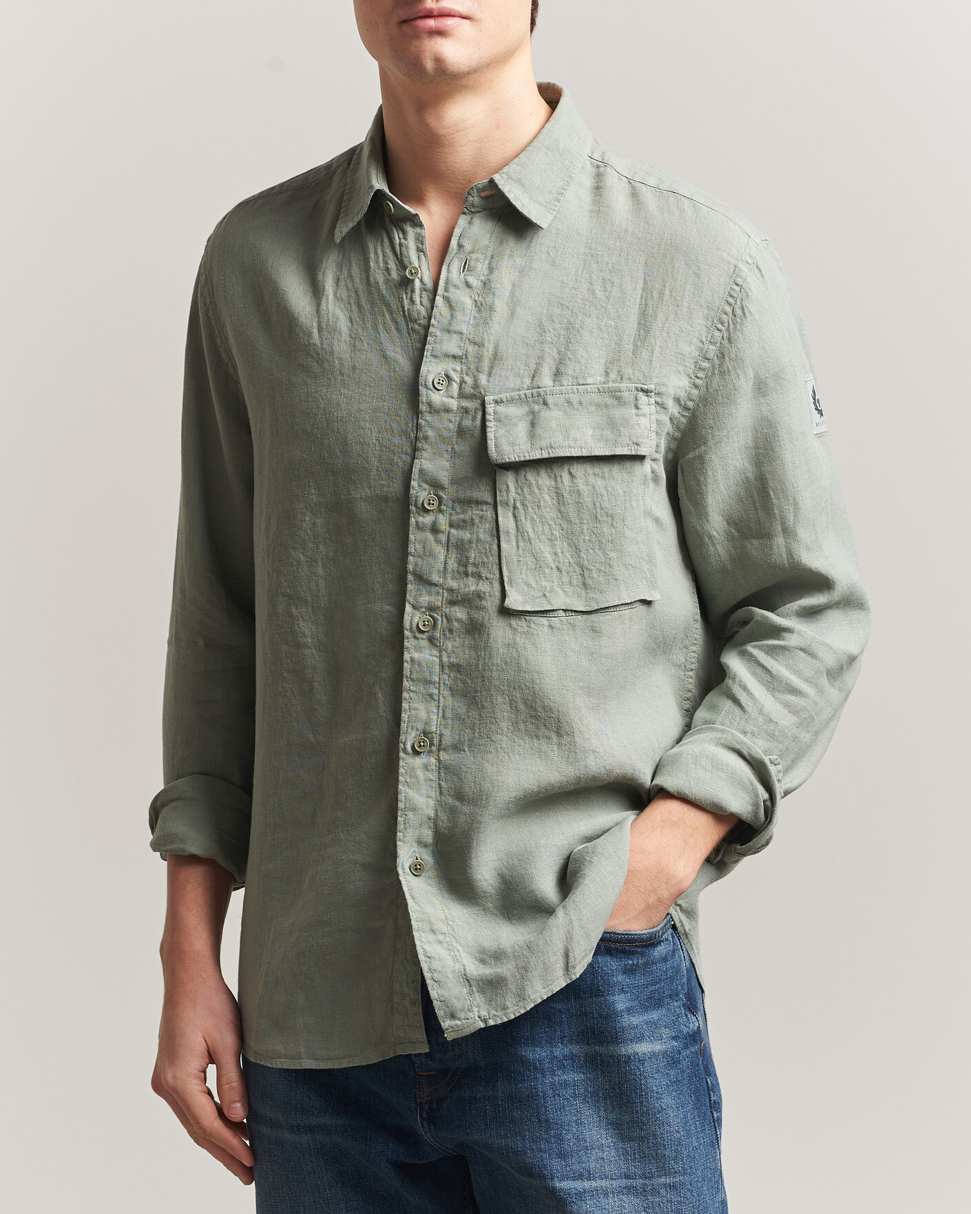 Herren | Hemden | Belstaff | Scale Linen Shirt Lichen