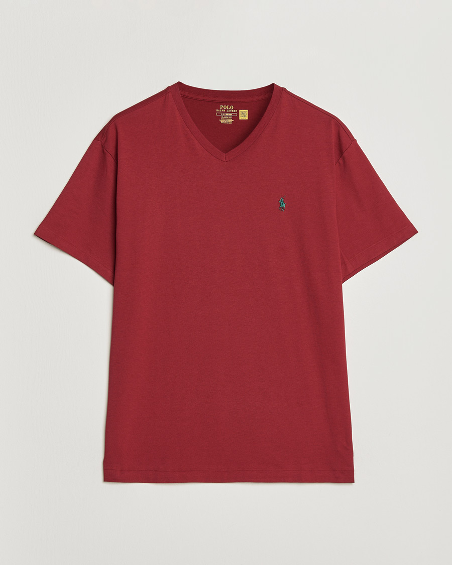 Herren | T-Shirts | Polo Ralph Lauren | V-Neck T-Shirt Heritage Red