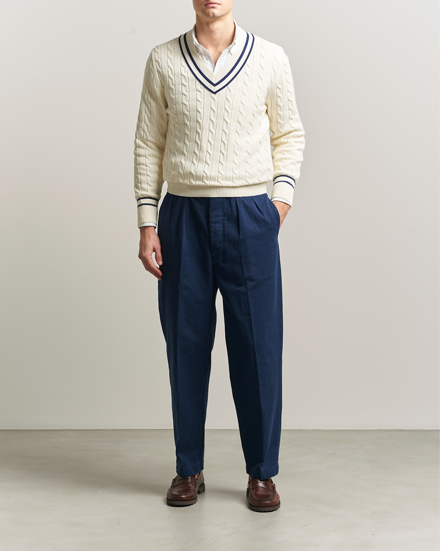 Herren | Hosen | Polo Ralph Lauren | Pleated Cotton Twill Chinos Dark Cobalt