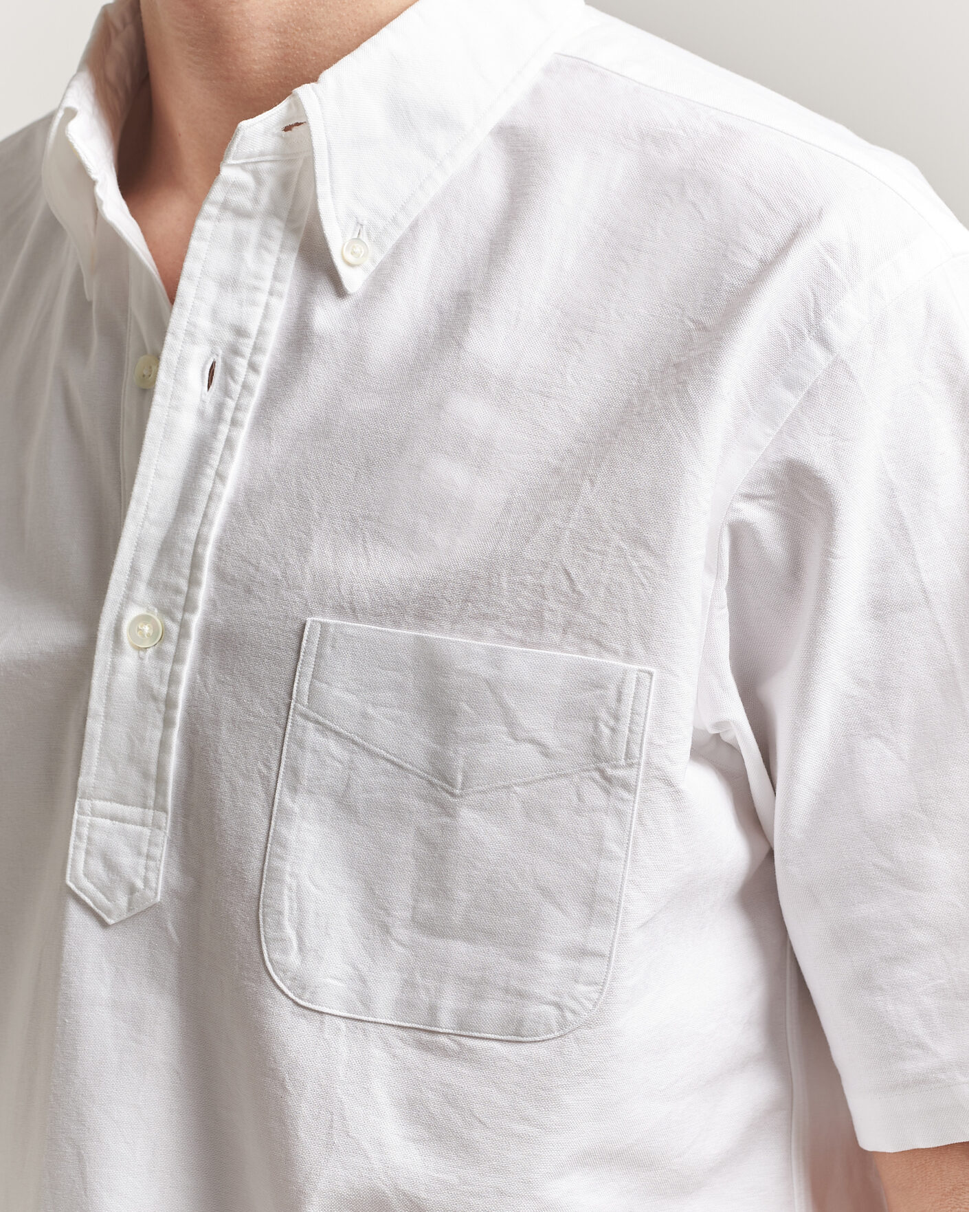 Herren | Hemden | Kamakura Shirts | Vintage Ivy Half Sleeve Oxford Popover White