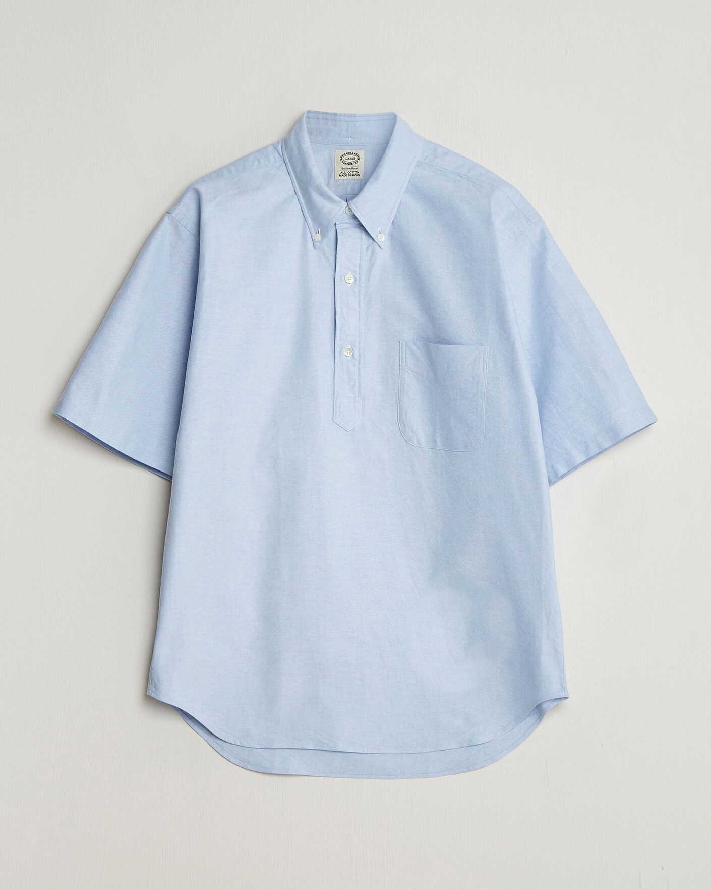 Herren | Hemden | Kamakura Shirts | Vintage Ivy Half Sleeve Oxford Popover Light Blue