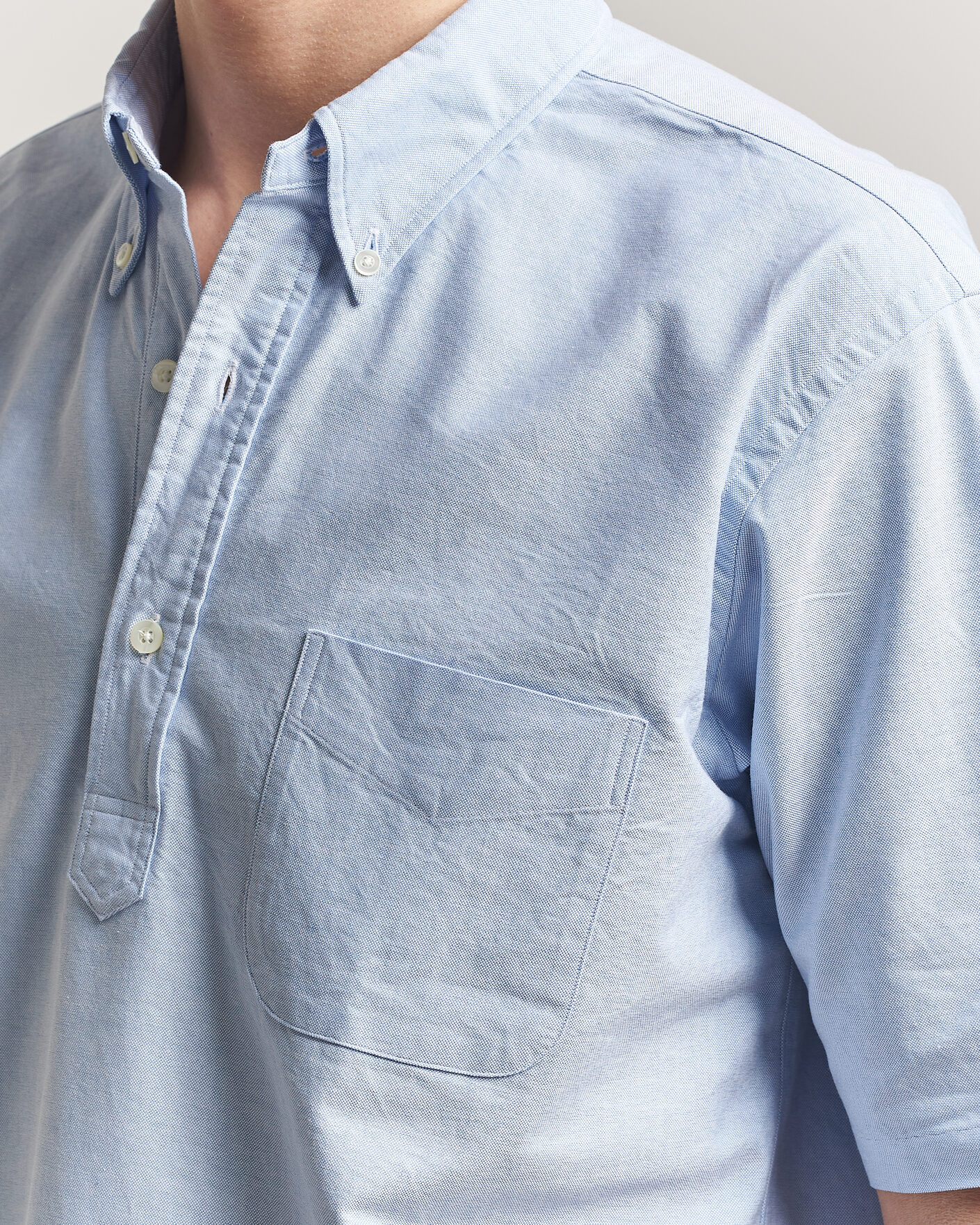 Herren | Hemden | Kamakura Shirts | Vintage Ivy Half Sleeve Oxford Popover Light Blue