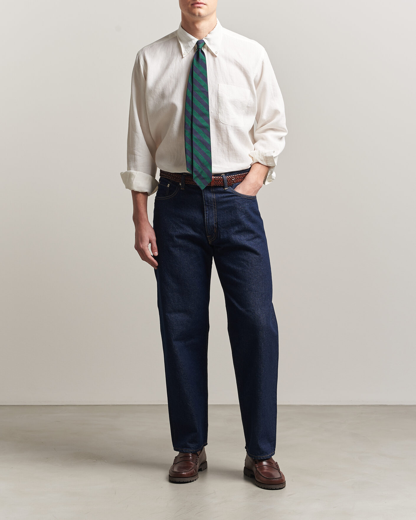 Herren |  | Kamakura Shirts | Linen Ametora Shirt White