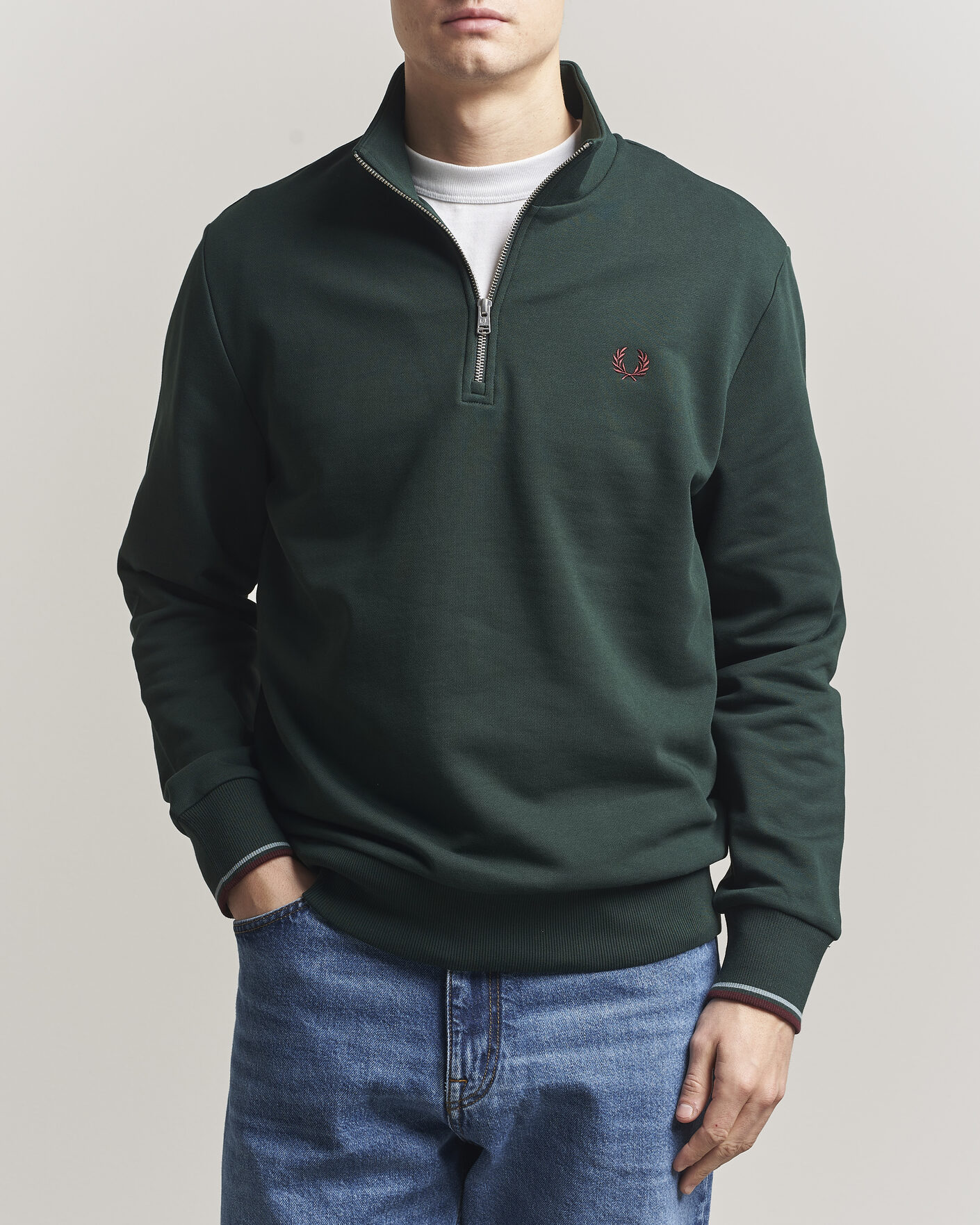 Herren | Pullover | Fred Perry | Half Zip Sweatshirt Grassroots Green