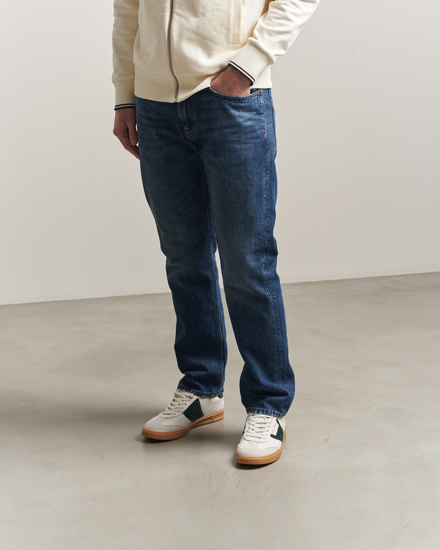 Herren | Sneaker | Fred Perry | B4 Leather/Suede Sneaker Light Ecru/Green