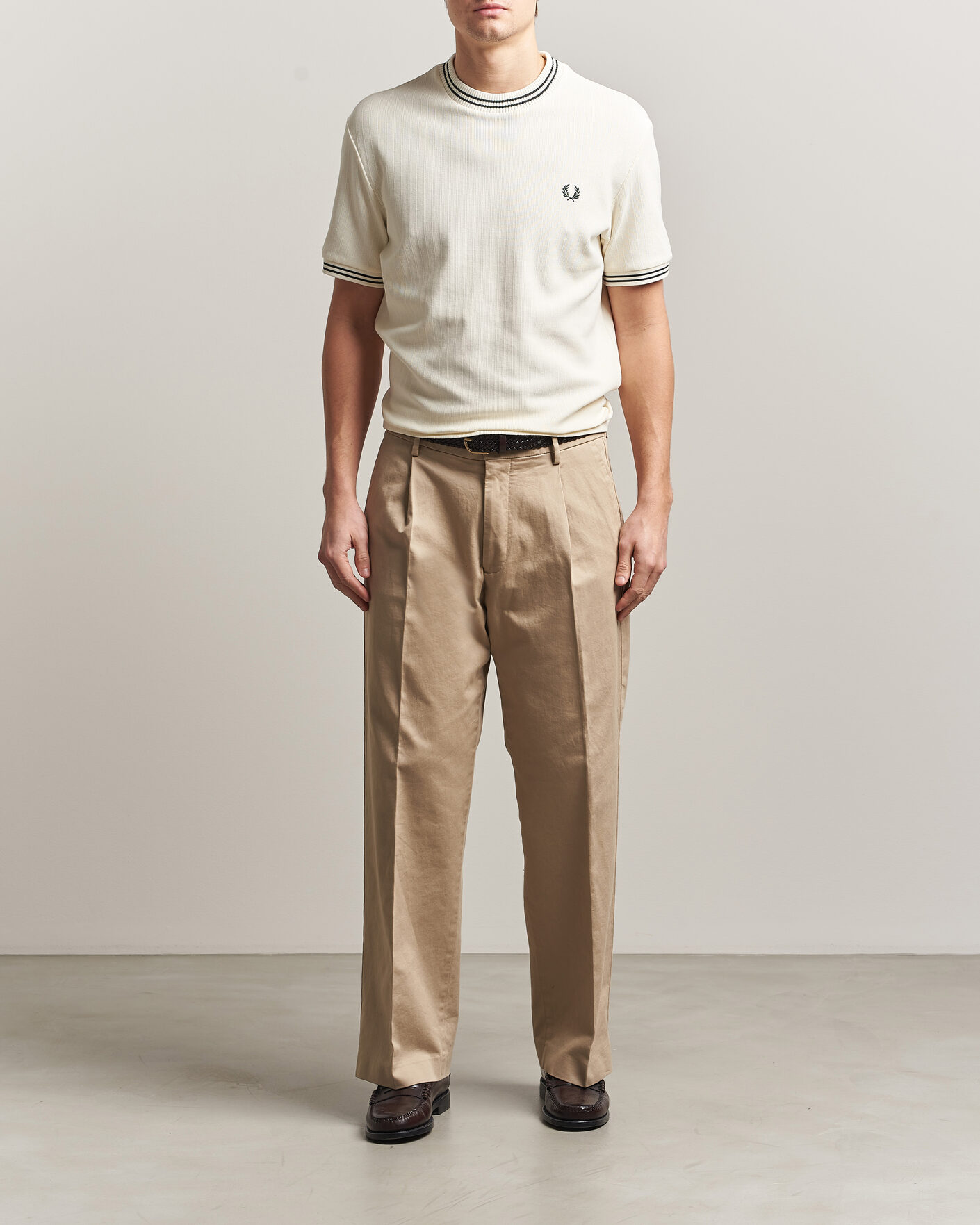 Herren | T-Shirts | Fred Perry | Rib Knitted T-Shirt Ecru