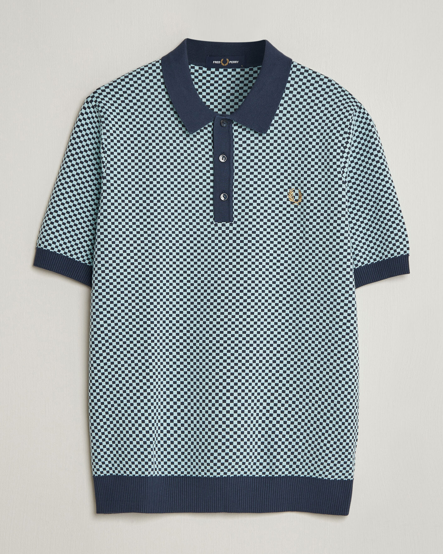 Herren | Poloshirts | Fred Perry | Checkboard Knitted Polo Dark Airforce