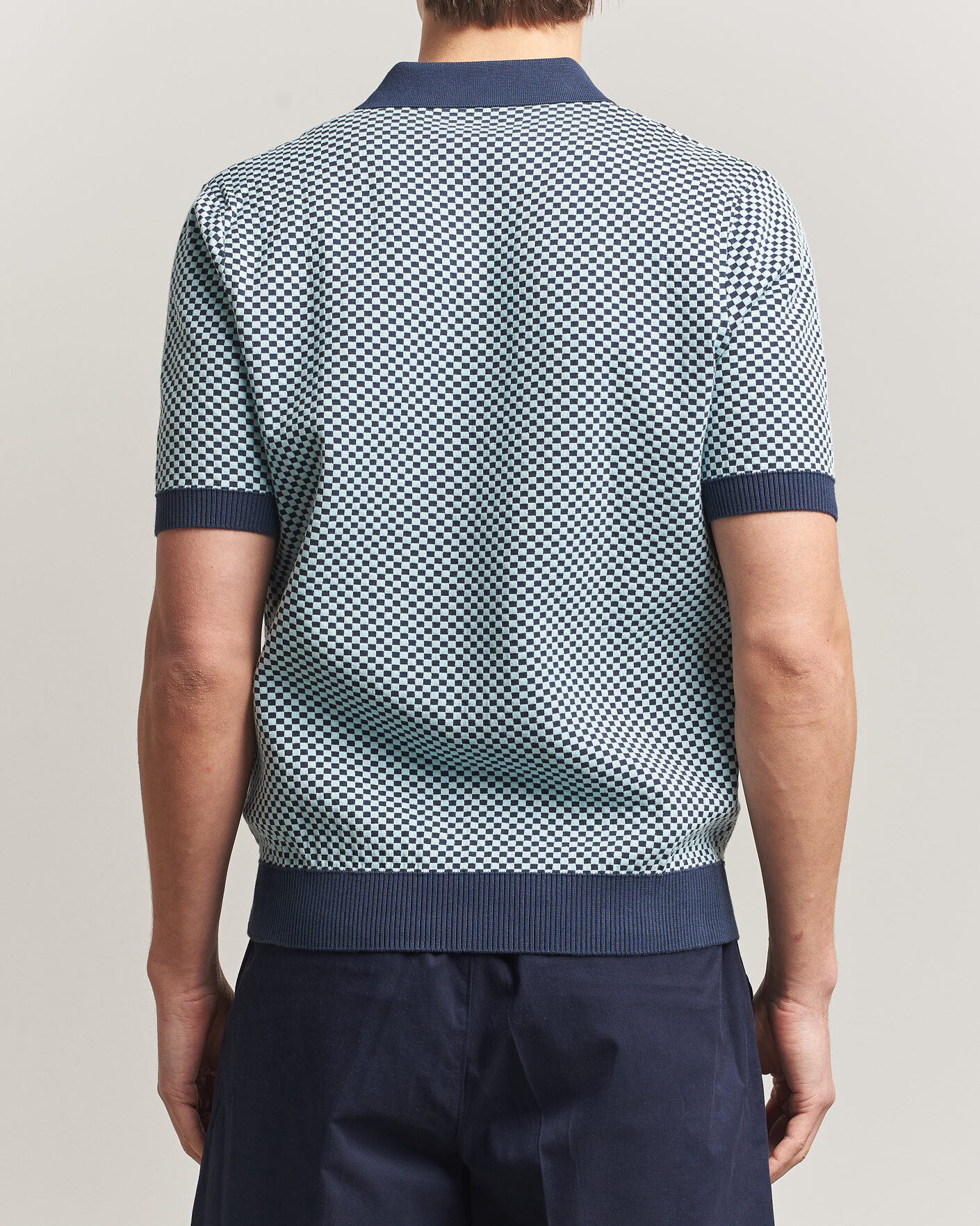 Herren | Poloshirts | Fred Perry | Checkboard Knitted Polo Dark Airforce