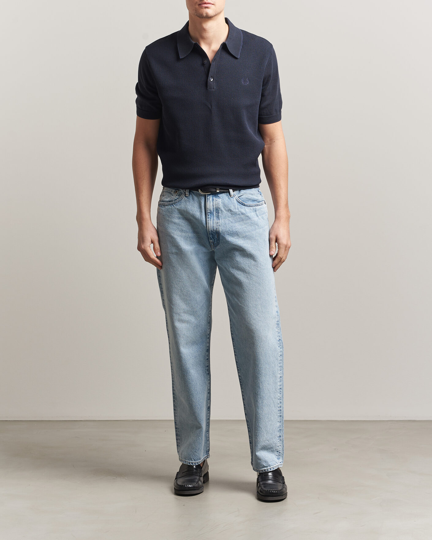 Herren | Poloshirts | Fred Perry | Waffle Knitted Polo Navy