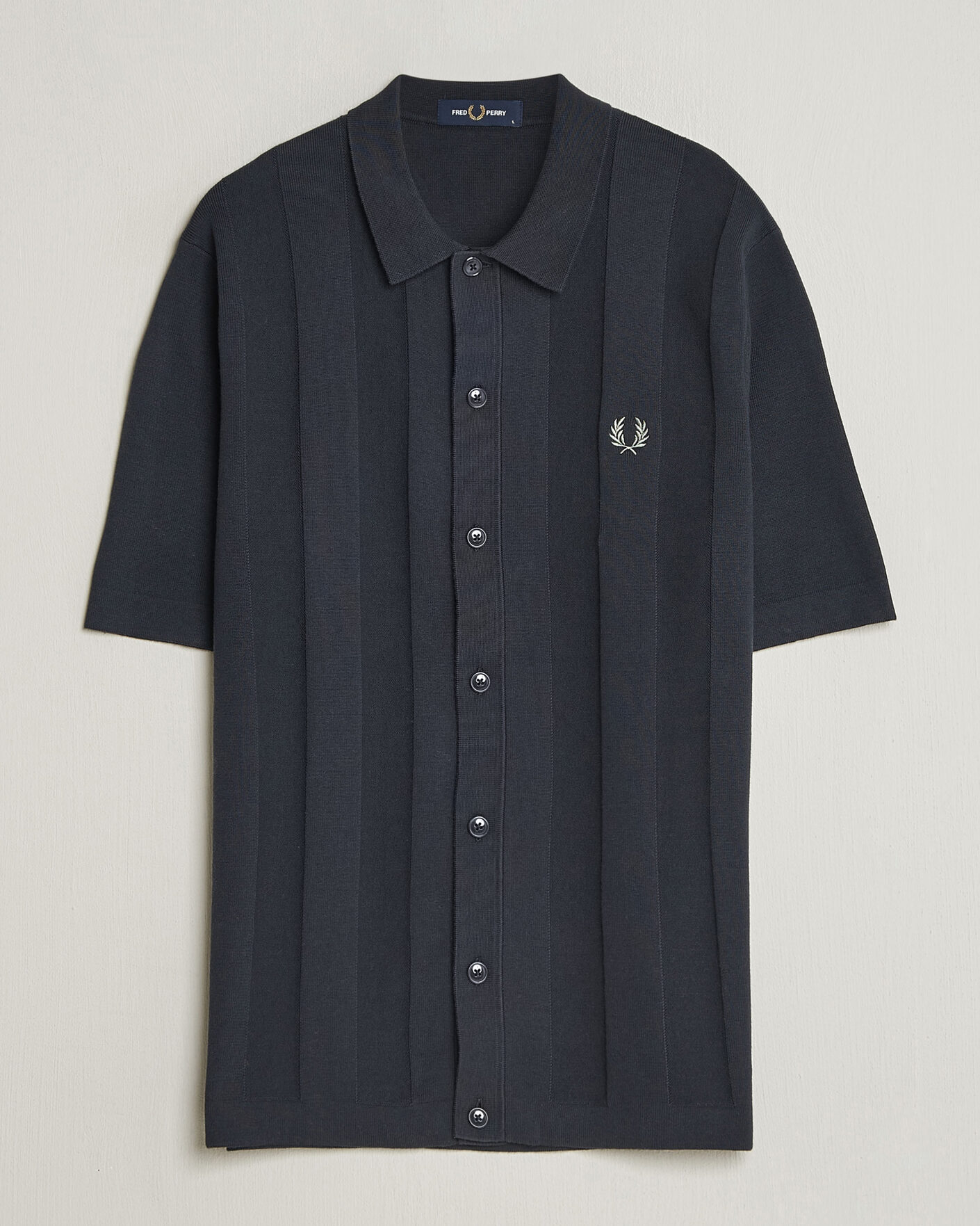 Herren | Hemden | Fred Perry | Tonal Vertical Striped Knitted Shirt Navy
