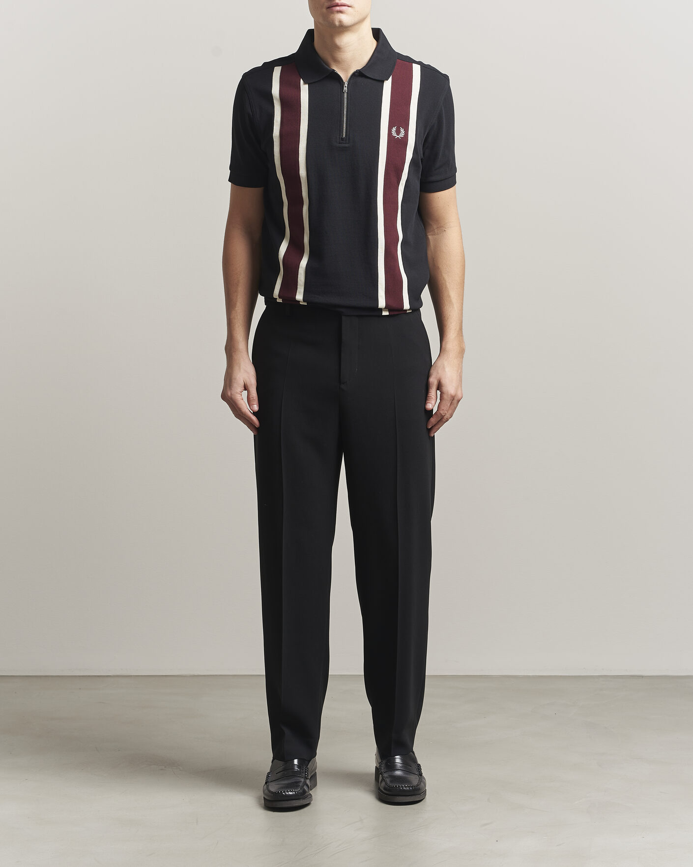 Herren | Poloshirts | Fred Perry | Tramline Half Zip Polo Black