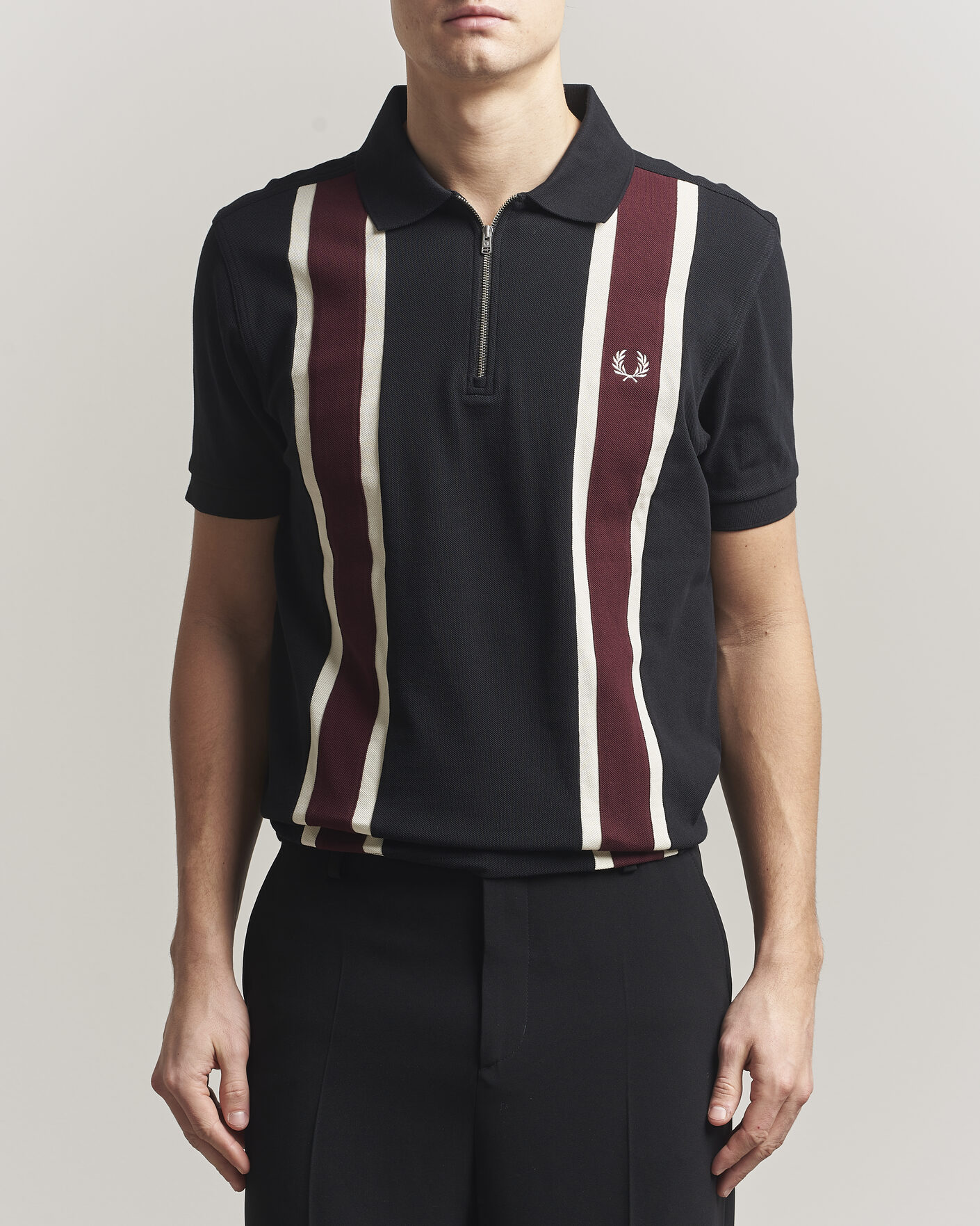 Herren | Poloshirts | Fred Perry | Tramline Half Zip Polo Black