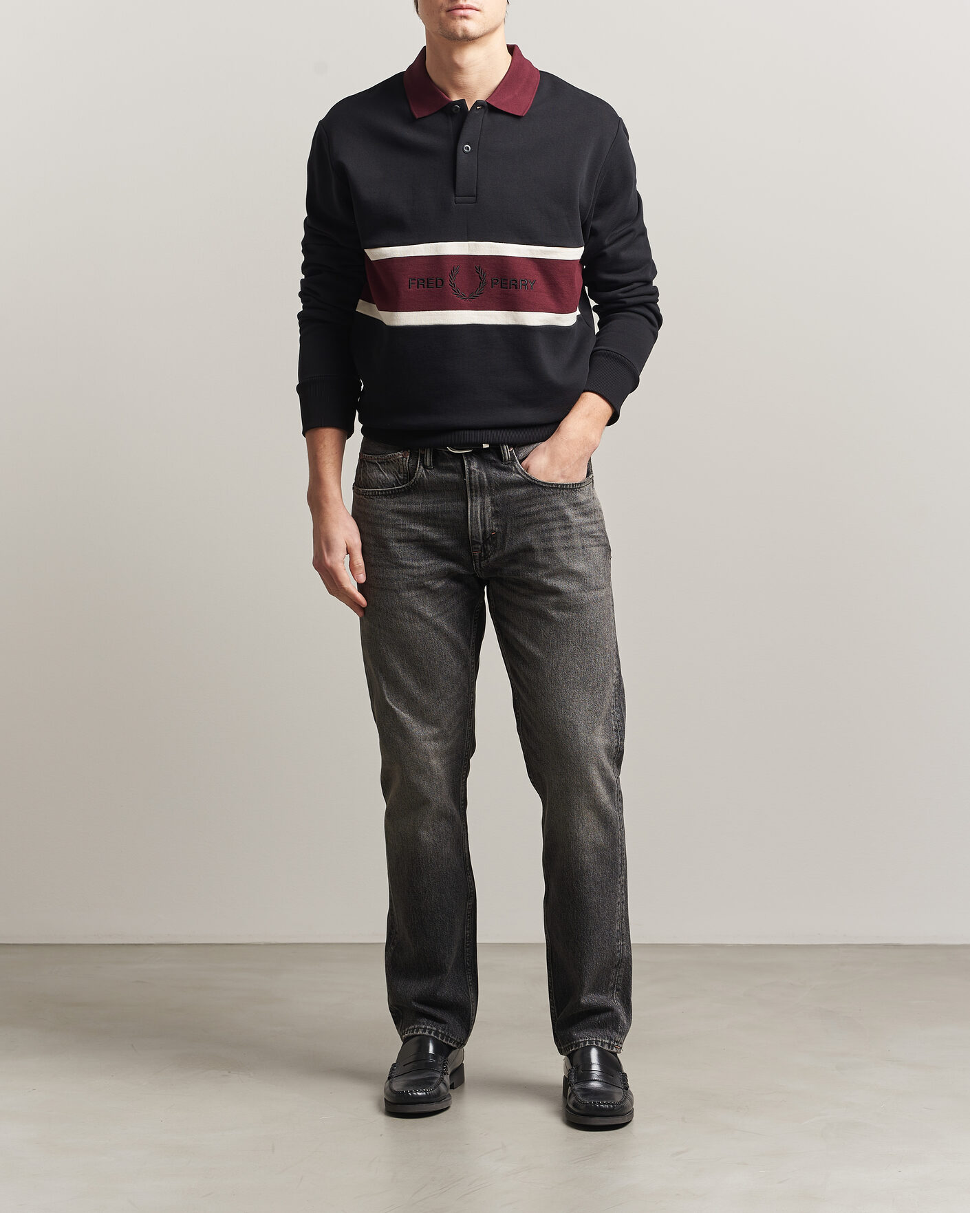 Herren | Pullover | Fred Perry | Embroidered Paneled Polo Sweater Black