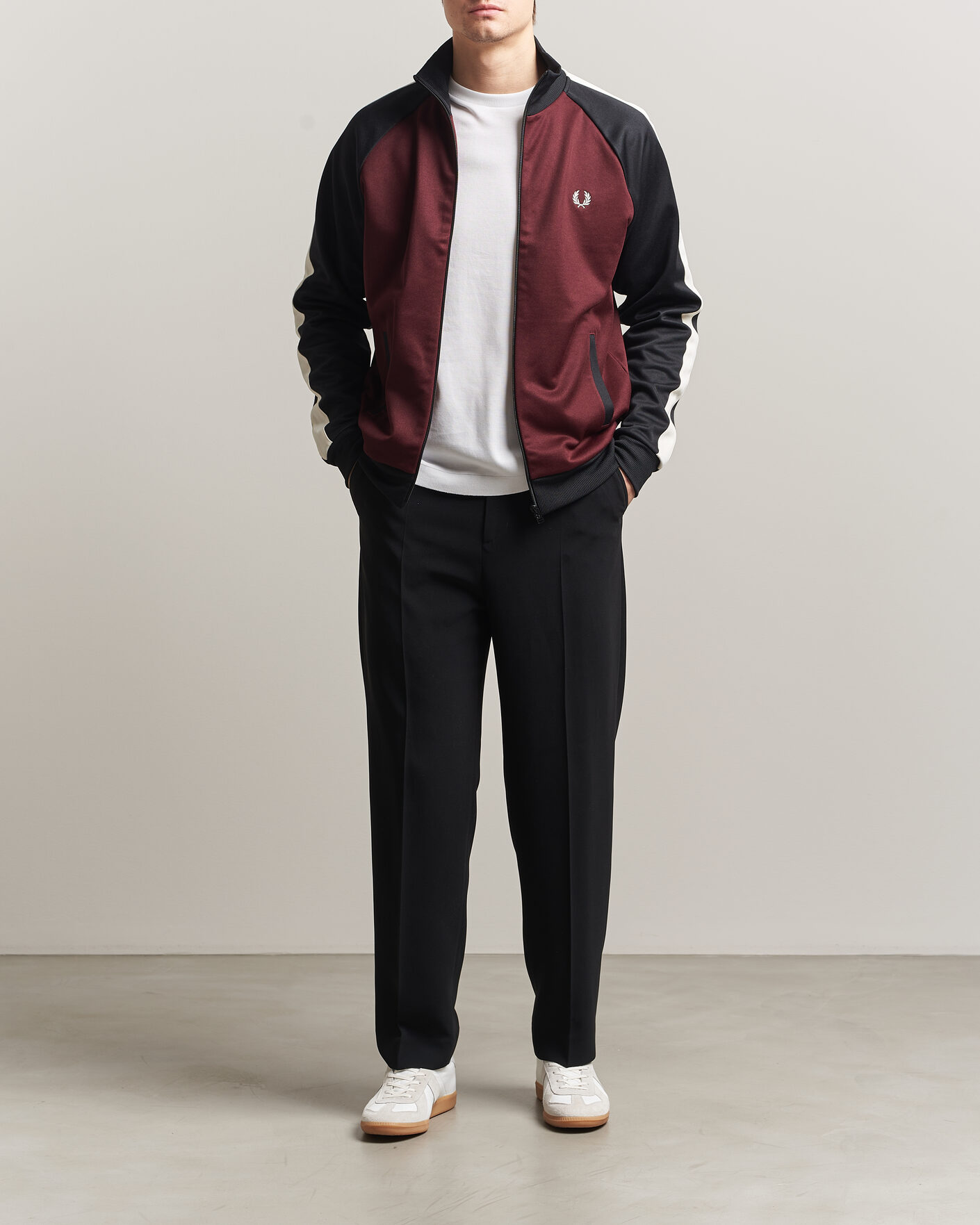 Herren | Pullover | Fred Perry | Contrast Sleeve Track Jacket Oxblood