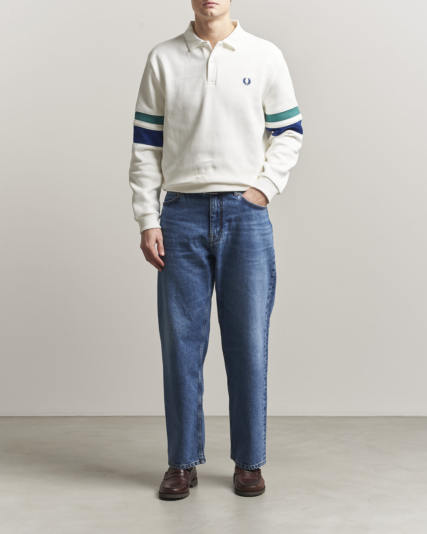 Herren | Pullover | Fred Perry | Tipped Sleeve Rugger Snow White